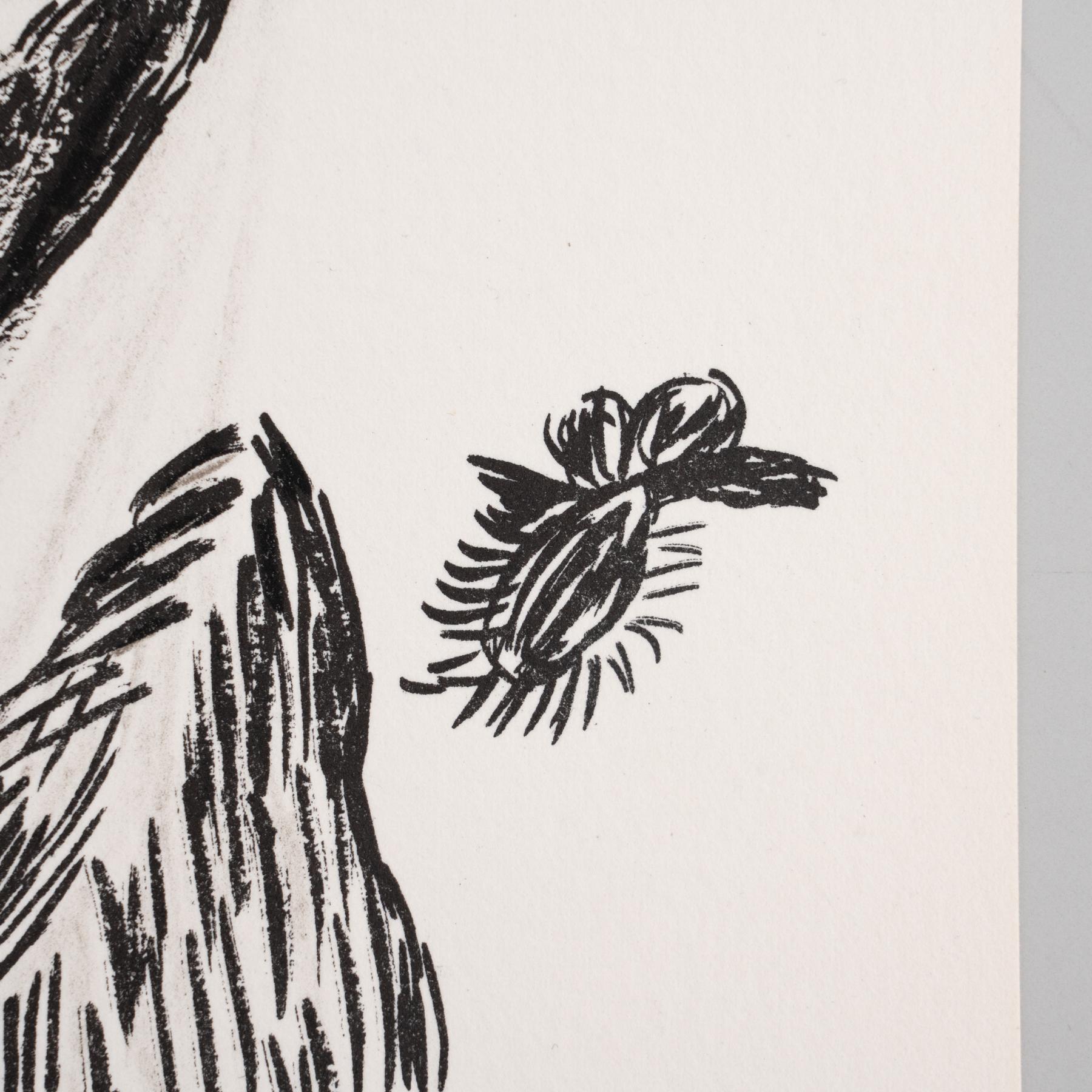Français Louise Bourgeois Black and White Mid Century Modern Abstract Lithography (Lithographie abstraite du milieu du siècle dernier en noir et blanc) en vente