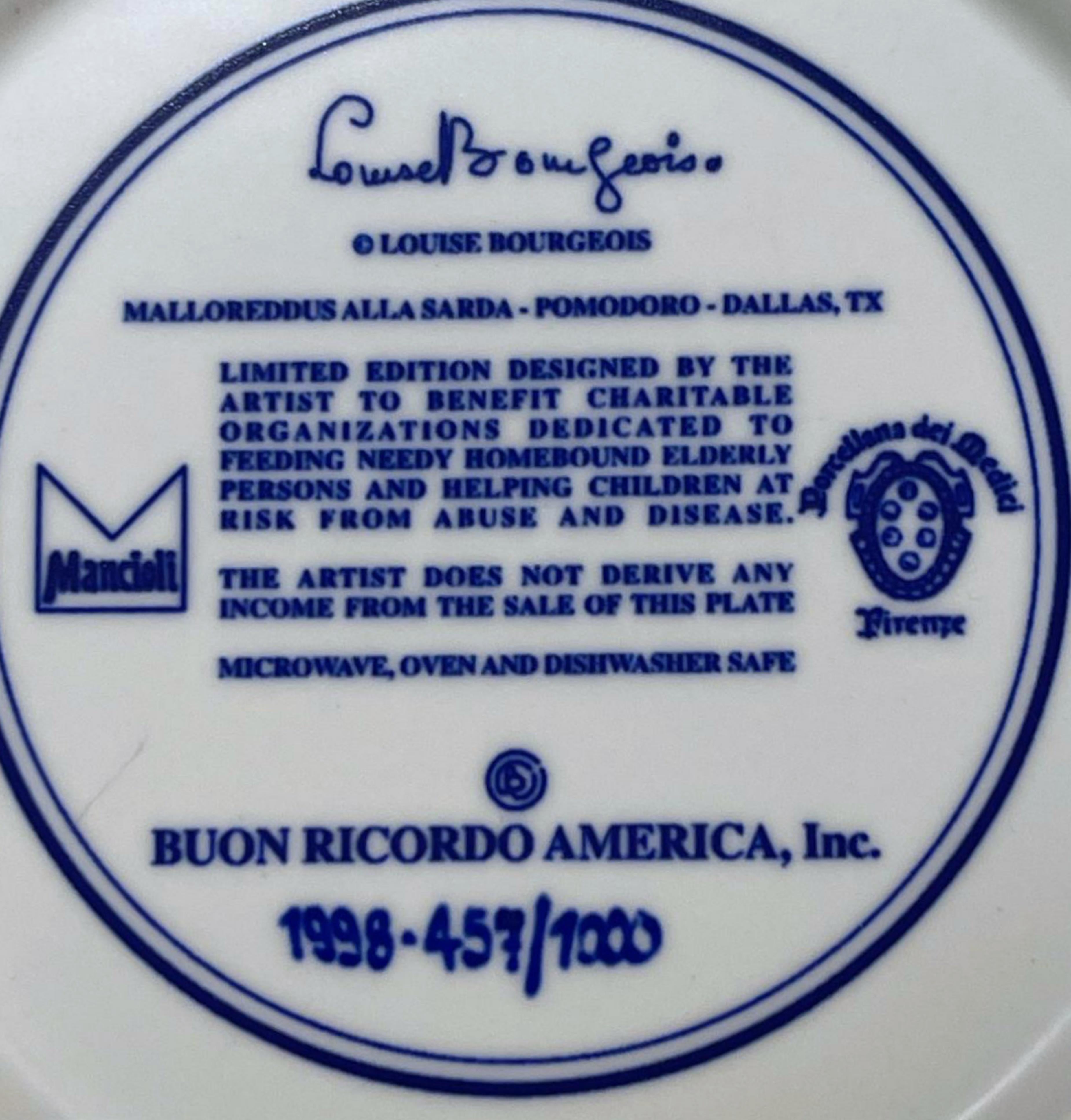Limited Edition numbered Italian Blue Ceramic Plate for Dallas Texas restaurant  - Sculpture by Louise Bourgeois