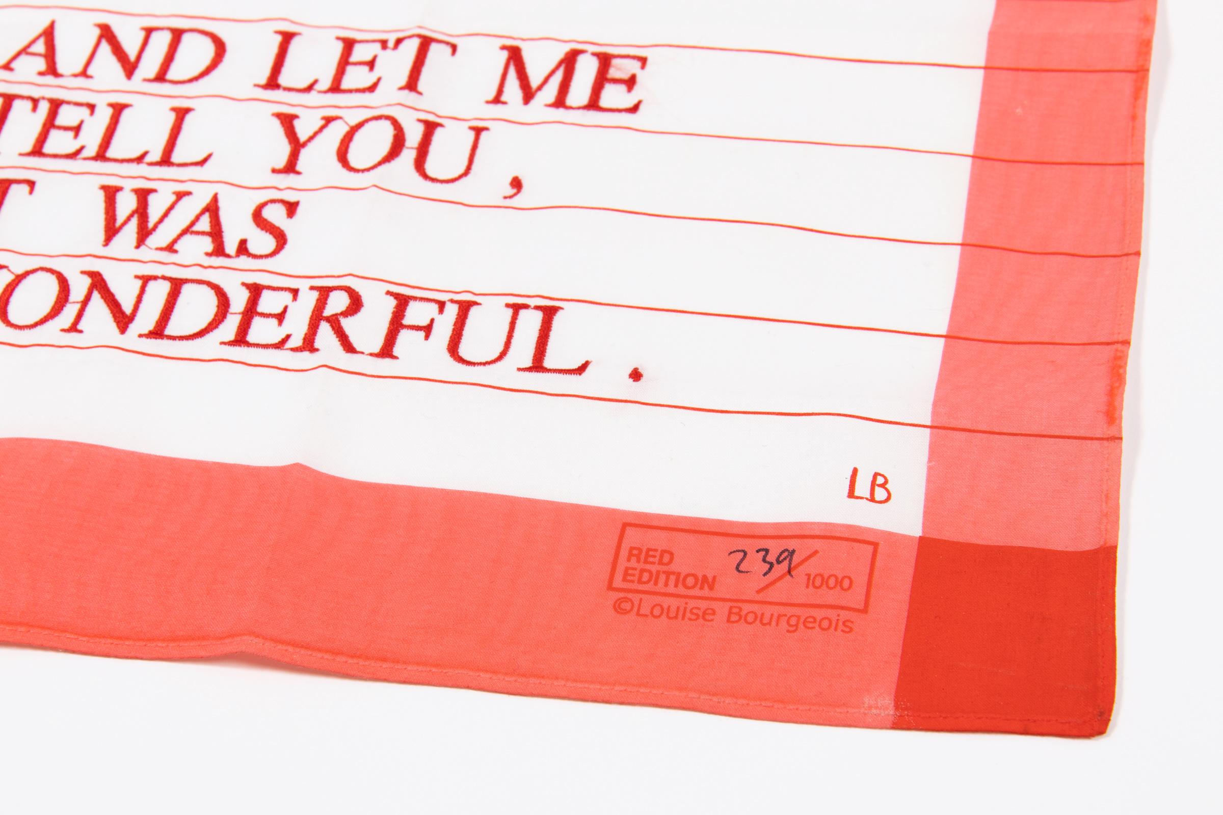 Louise Bourgeois, He estado en el infierno y he vuelto (Rojo): Pañuelo bordado 4