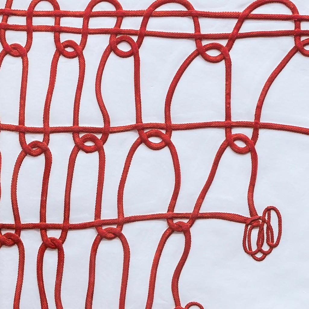 Louise Bourgeois was interested in creating new shapes and forms through the act of weaving, twisting, and knotting material. This interest is most evident in the fabric works and is also referenced and represented in various works on paper.  This