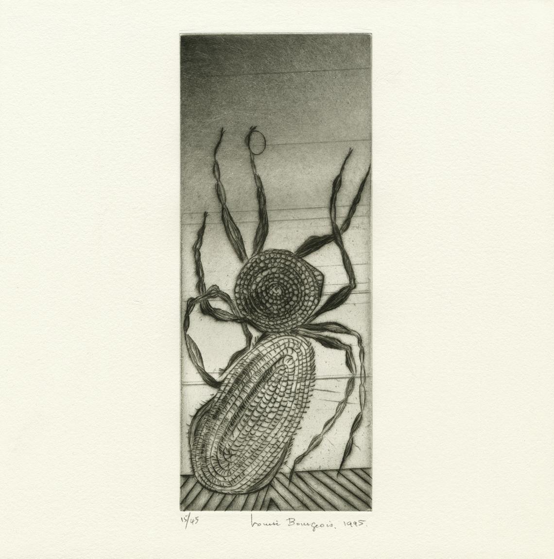 Louise Bourgeois Figurative Print – aus "Ode à ma Mère" (Blatt 1) - Contemporary, Radierung, Schwarz, Weiß, Spinne