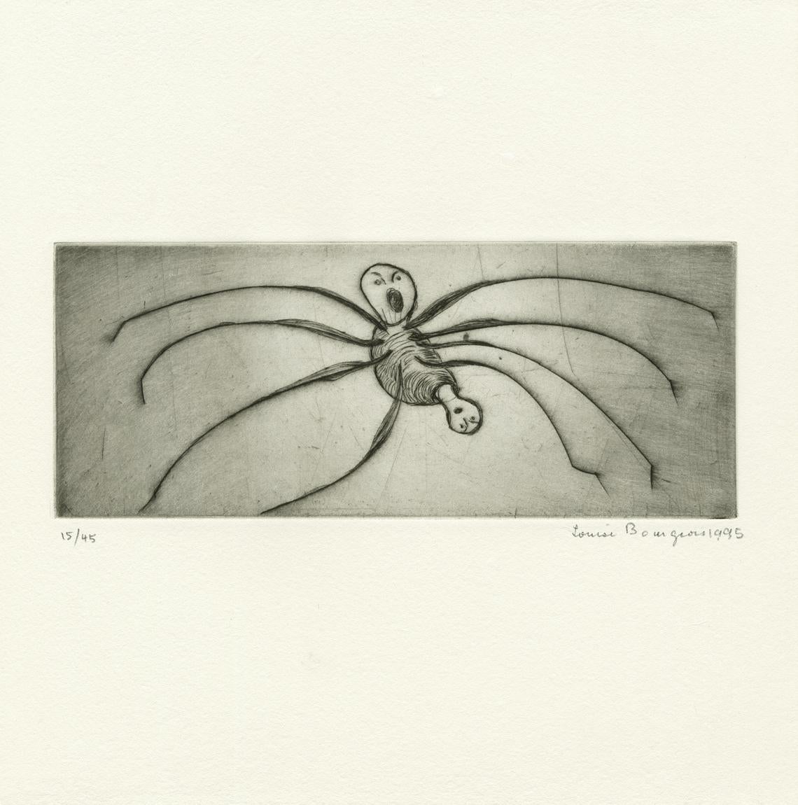 de "Ode à ma Mère" (Lámina 9) - Contemporáneo, Aguafuerte, Negro, Blanco, Araña