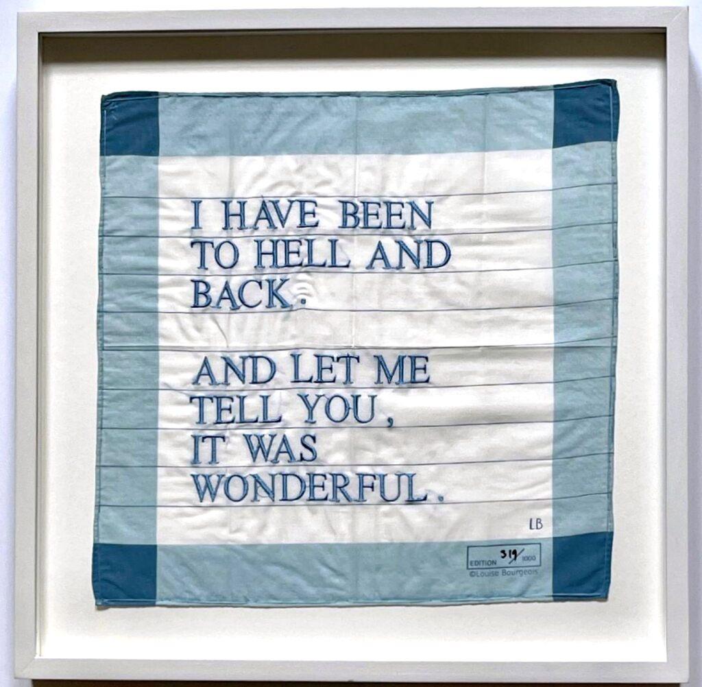 Louise Bourgeois Figurative Print - I Have Been to Hell and Back Handkerchief (Blue)