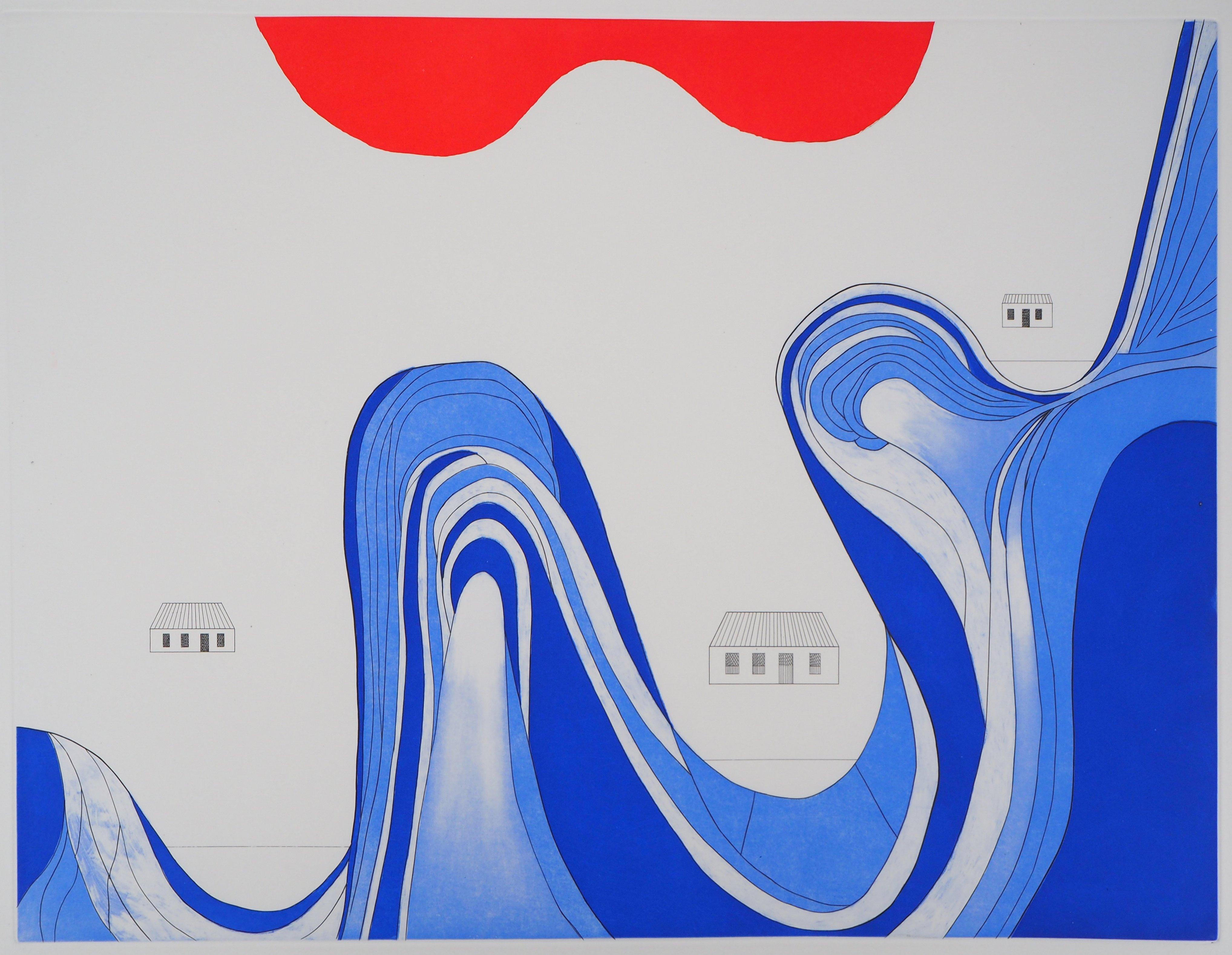 Landschaft mit einem Bergsee - Original-Radierung mit Aquatinta – Print von Louise Bourgeois