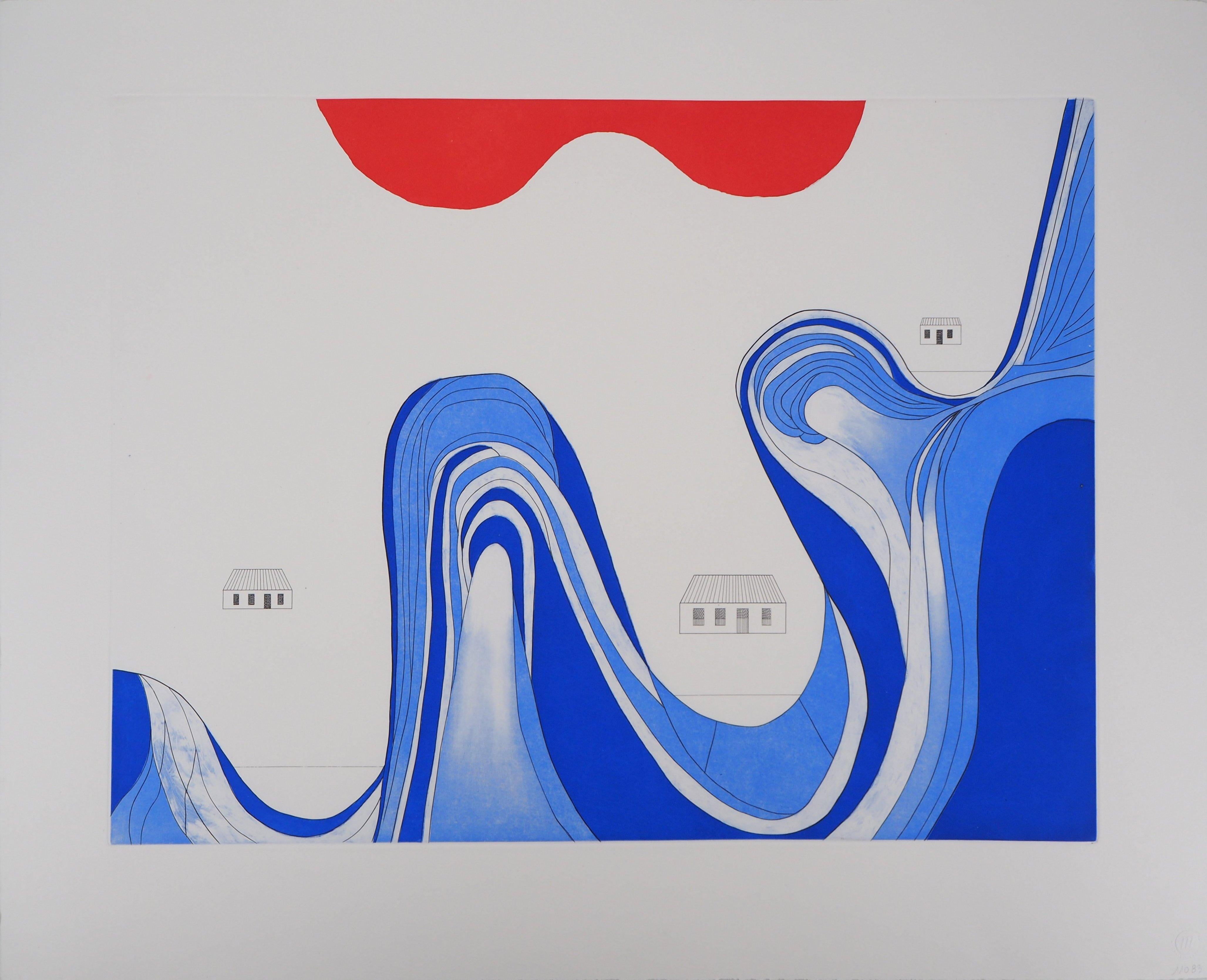 Louise Bourgeois Landscape Print – Landschaft mit einem Bergsee - Original-Radierung mit Aquatinta
