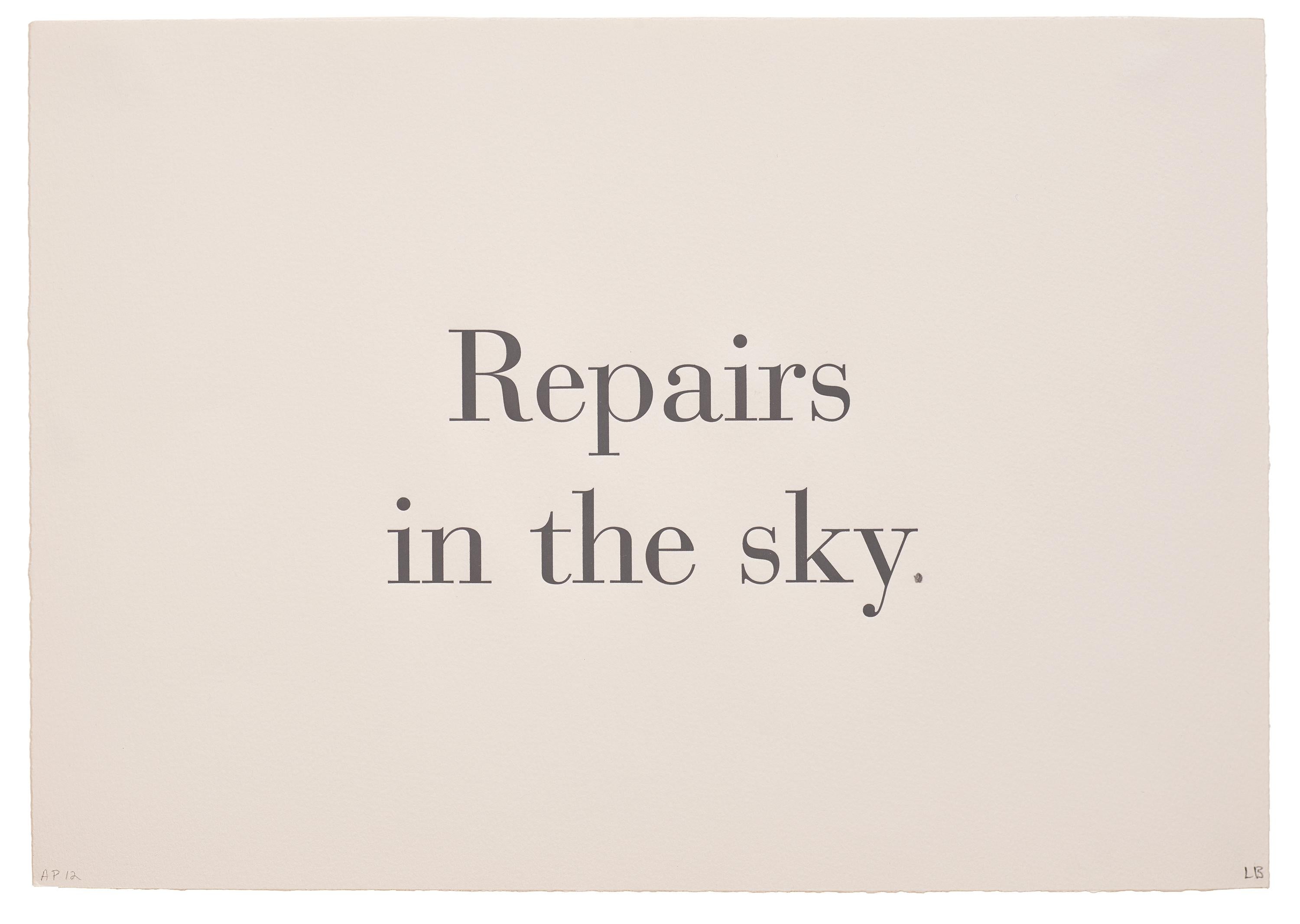 Reparaciones en el cielo -- Tipografía, Litografía, Texto Arte de Louise Bourgeois en venta 2