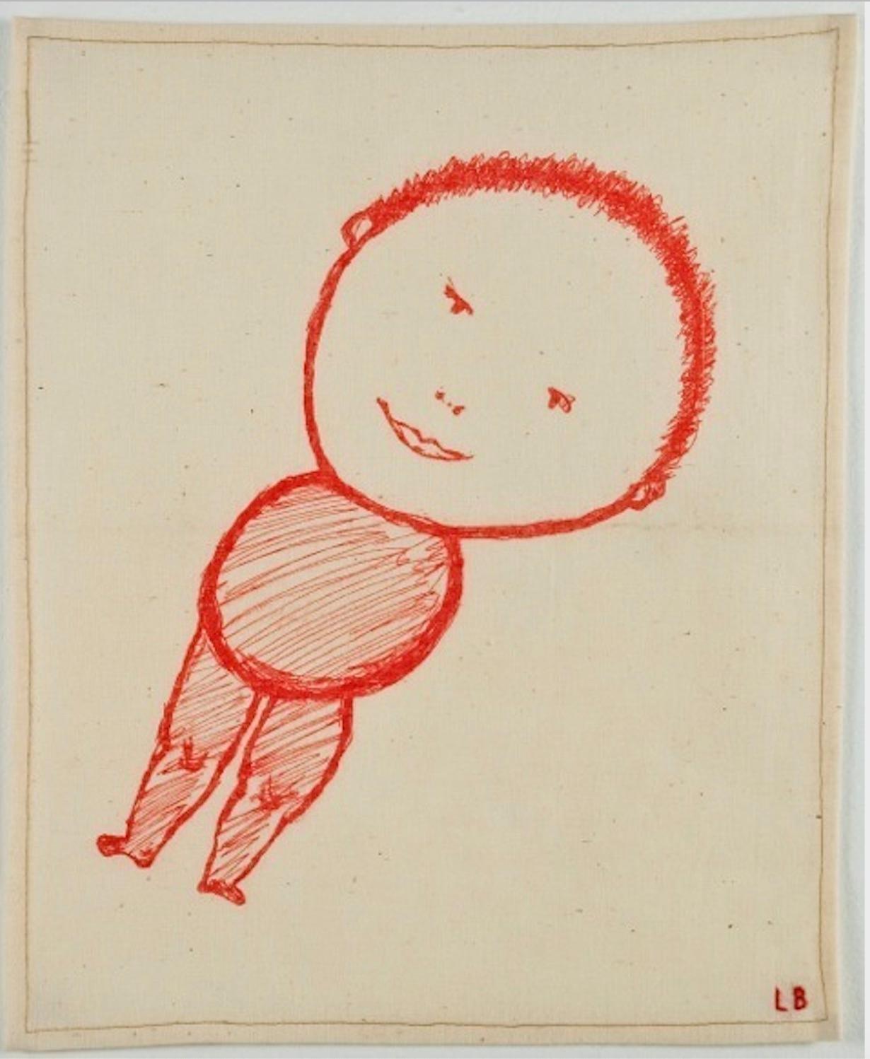 Louise Bourgeois Figurative Print - The Child (Unique Lithograph on Vintage Linen)