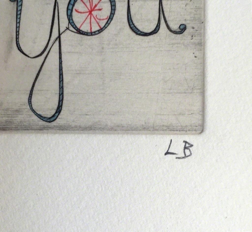 We Love You, drawing on mixed media engraving signed & inscribed unique multiple - Art by Louise Bourgeois
