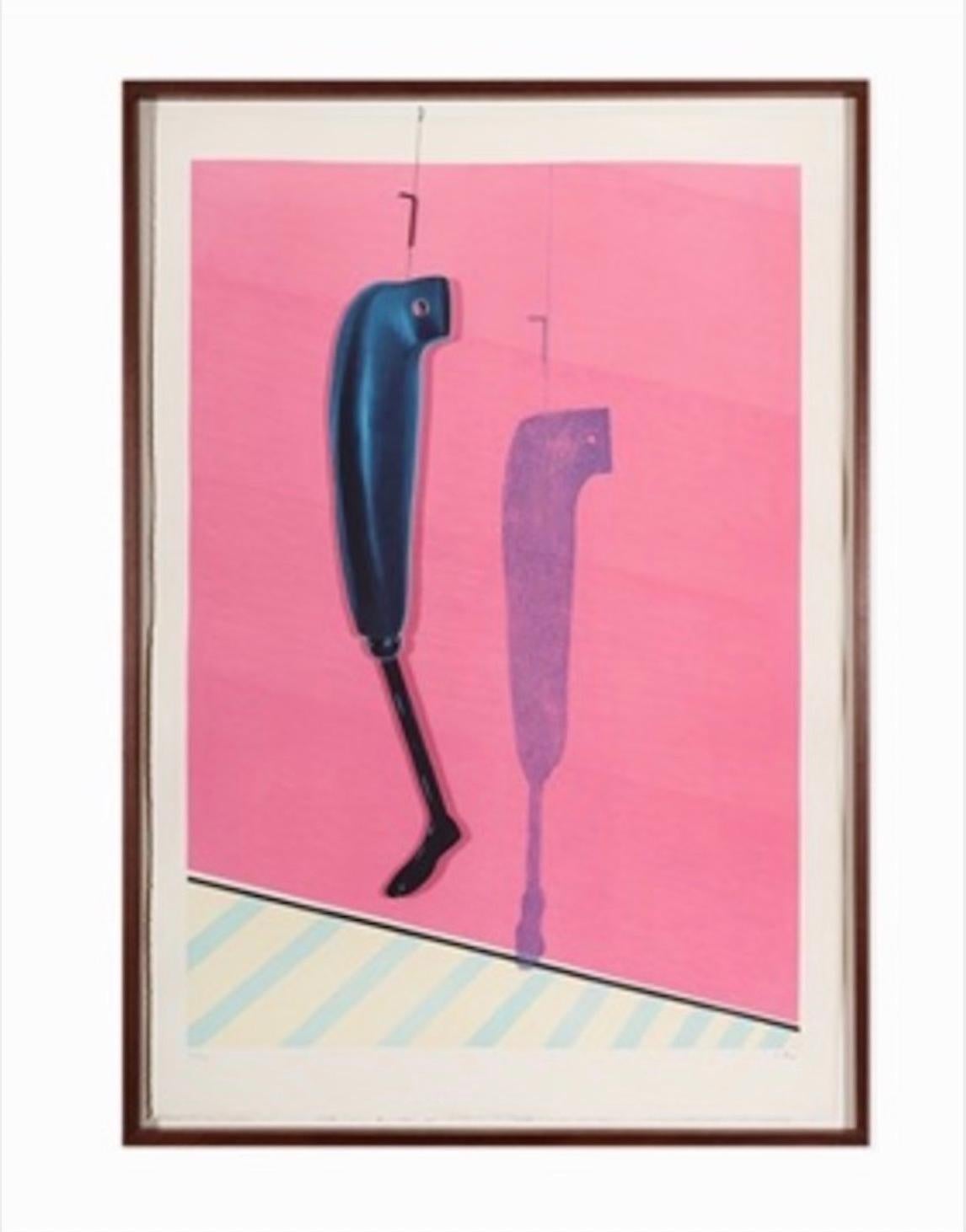 Louise Bourgeois Figurative Print - Henriette (Surrealist Feminist Print with Affixed Marionette Leg)