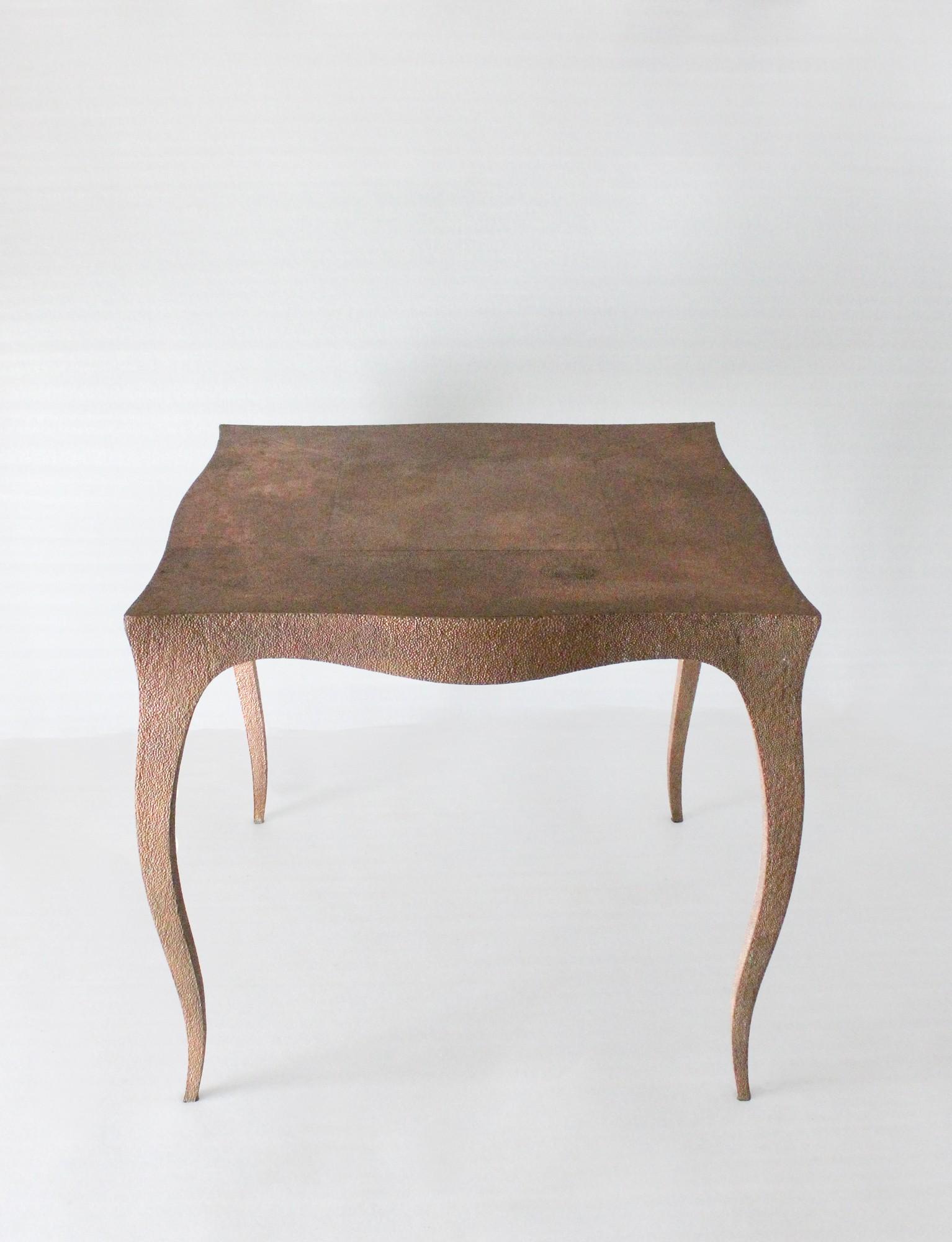 Hammered Louise Card Table Metal Clad Over Teakwood Handcrafted in India by Paul Mathieu For Sale