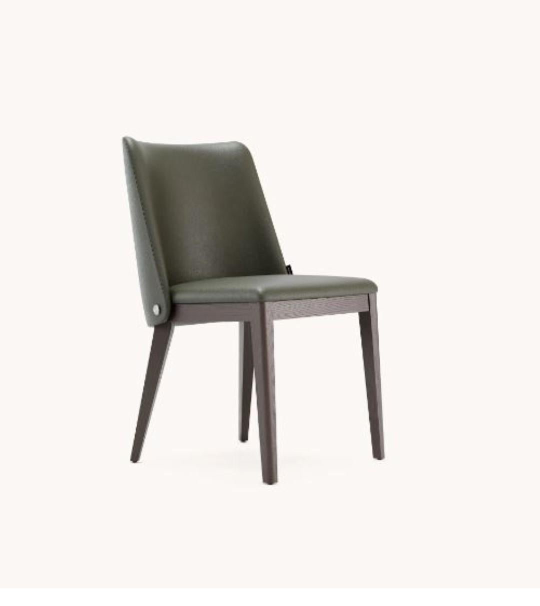 Louise chair by Domkapa
Materials: natural leather, Fumé stained ash.
Dimensions: W 52 x D 57 x H 82 cm. 
Also available in different materials. 

Louise chair's robust design exhales confidence and character allied with simple lines but a