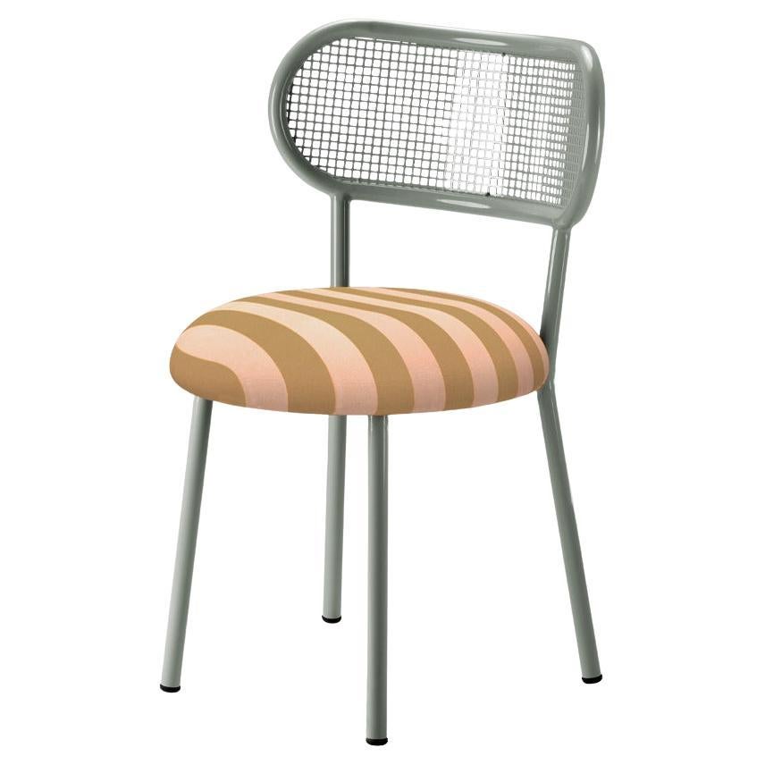 Louise Chair with Sage color Structure, Perforated Steel Back and Upholstery