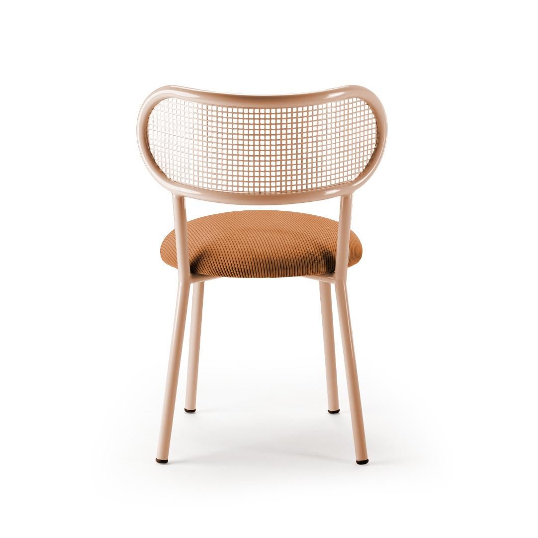 Louise Chair with Salmon Steel Structure, Perforated Steel Back and Upholstery In New Condition For Sale In Lisbon, PT