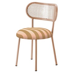 Louise Chair with Salmon Steel Structure, Perforated Steel Back and Upholstery