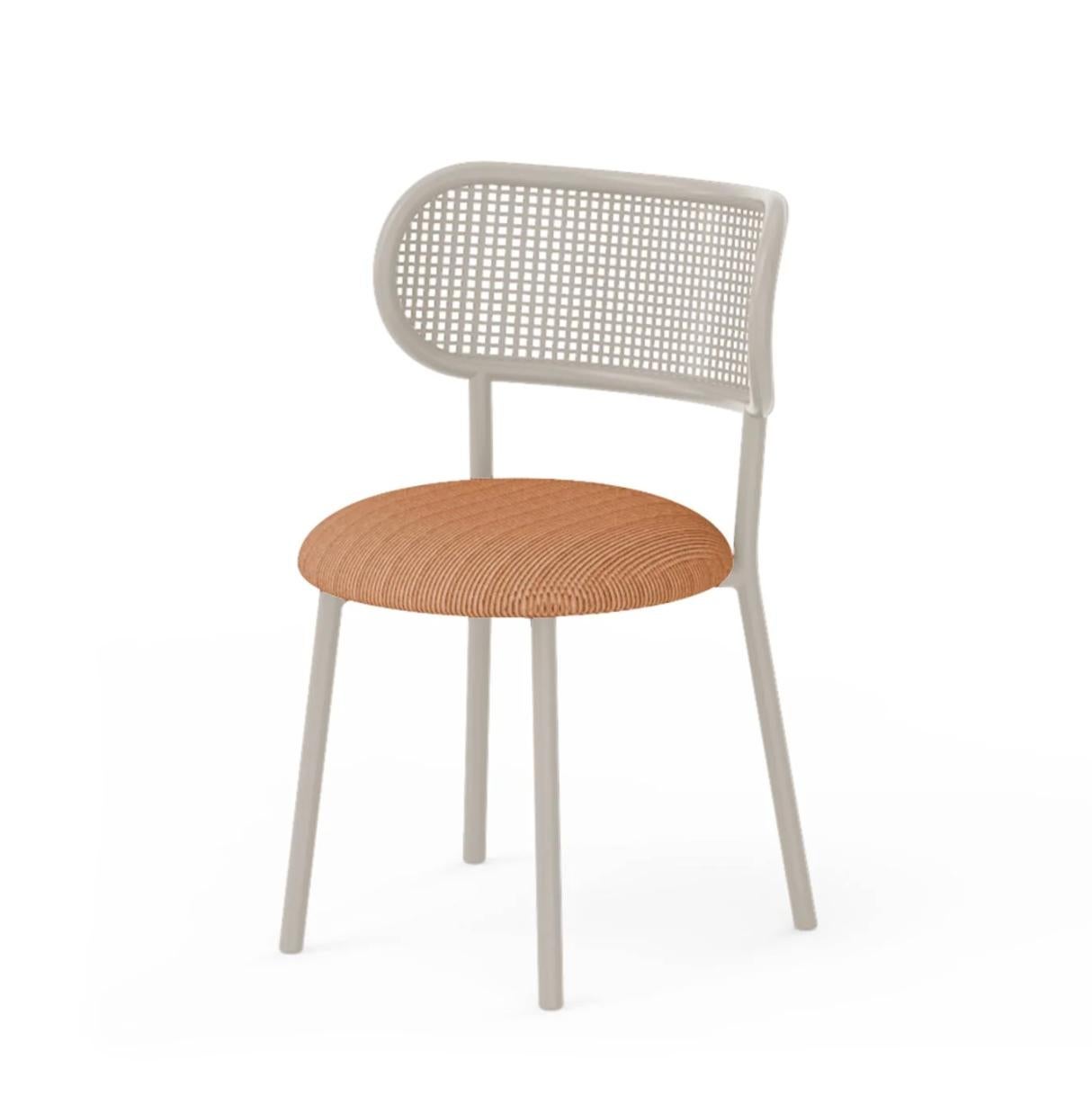 Portuguese Louise Chair with Steel Structure, Perforated Steel Back and Upholstery For Sale