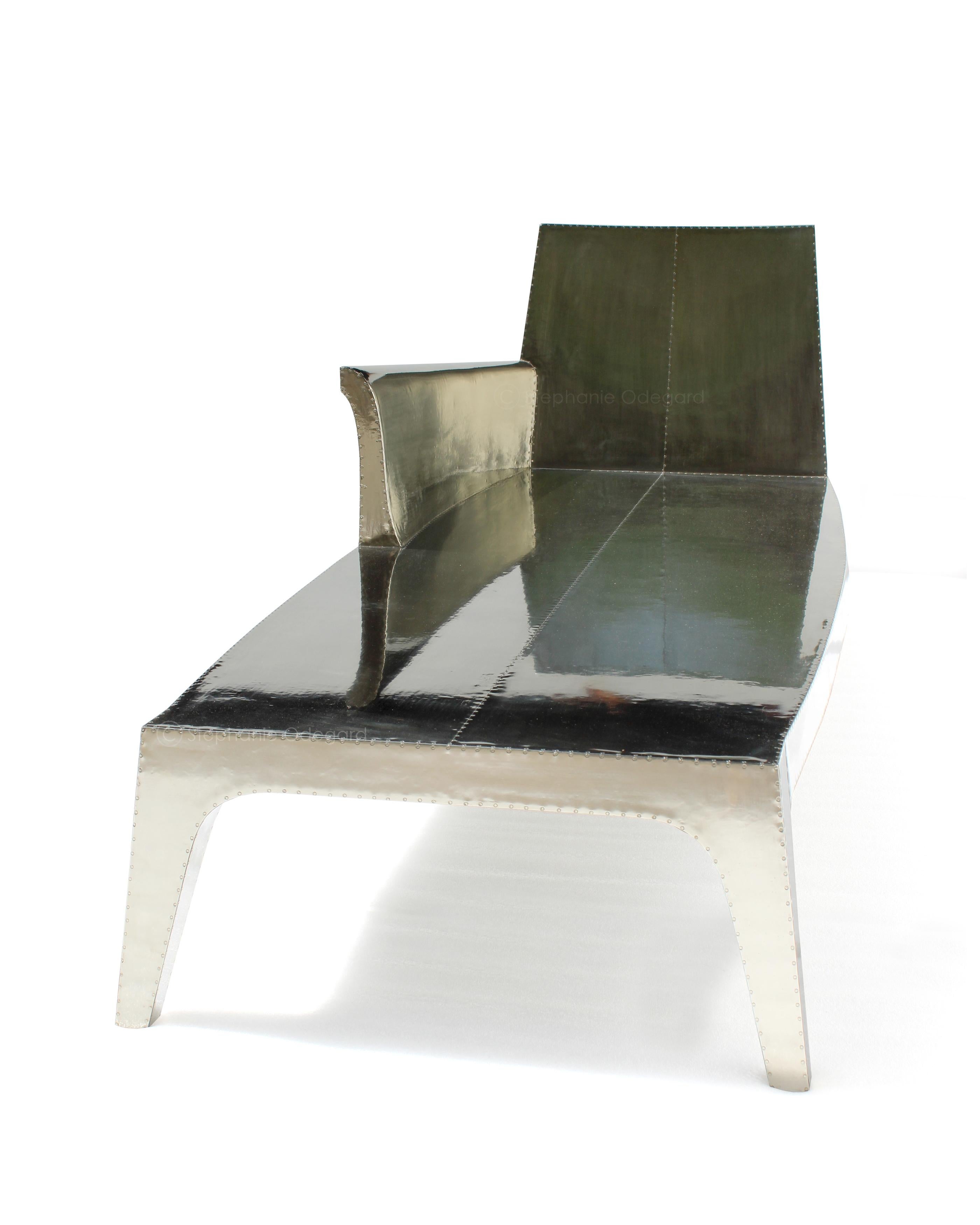 Cast Louise Chaise in White Bronze Over Teakwood Handcrafted in India by Paul Mathieu For Sale
