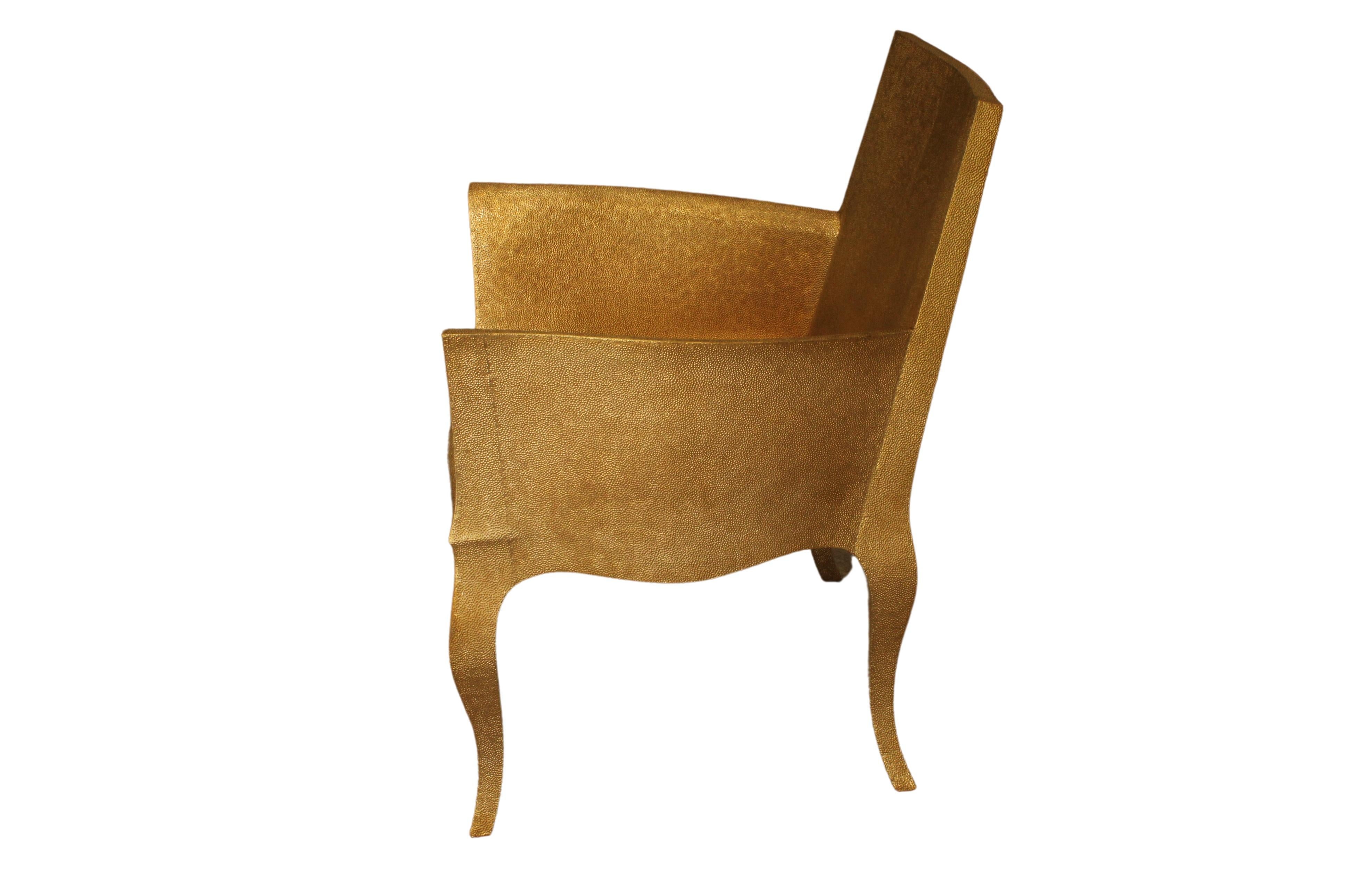 Indian Louise Club Chair in Medium Hammered Brass Over Teak Wood by Paul Mathieu  For Sale