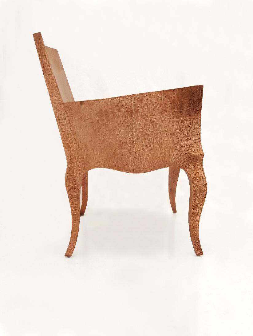 Hammered Louise Club Chair in Copper over Teak Wood by Paul Mathieu for Stephanie Odegard For Sale