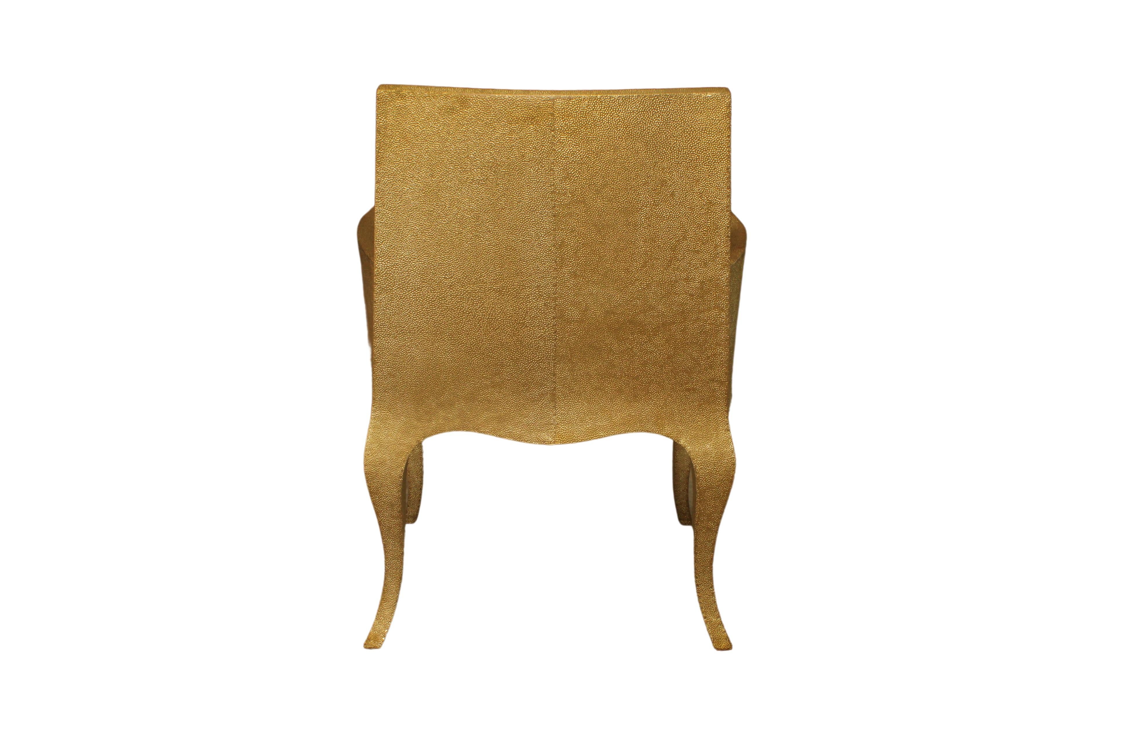 Contemporary Louise Club Chair in Medium Hammered Brass Over Teak Wood by Paul Mathieu  For Sale