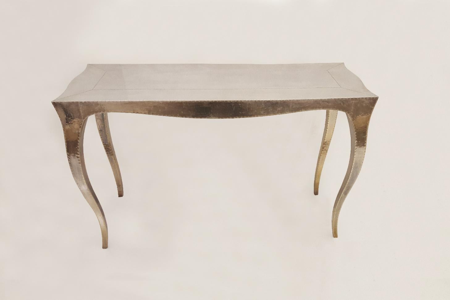 Louise Console Art Deco Card and Tea Tables Fine Hammered Brass by Paul Mathieu For Sale 7