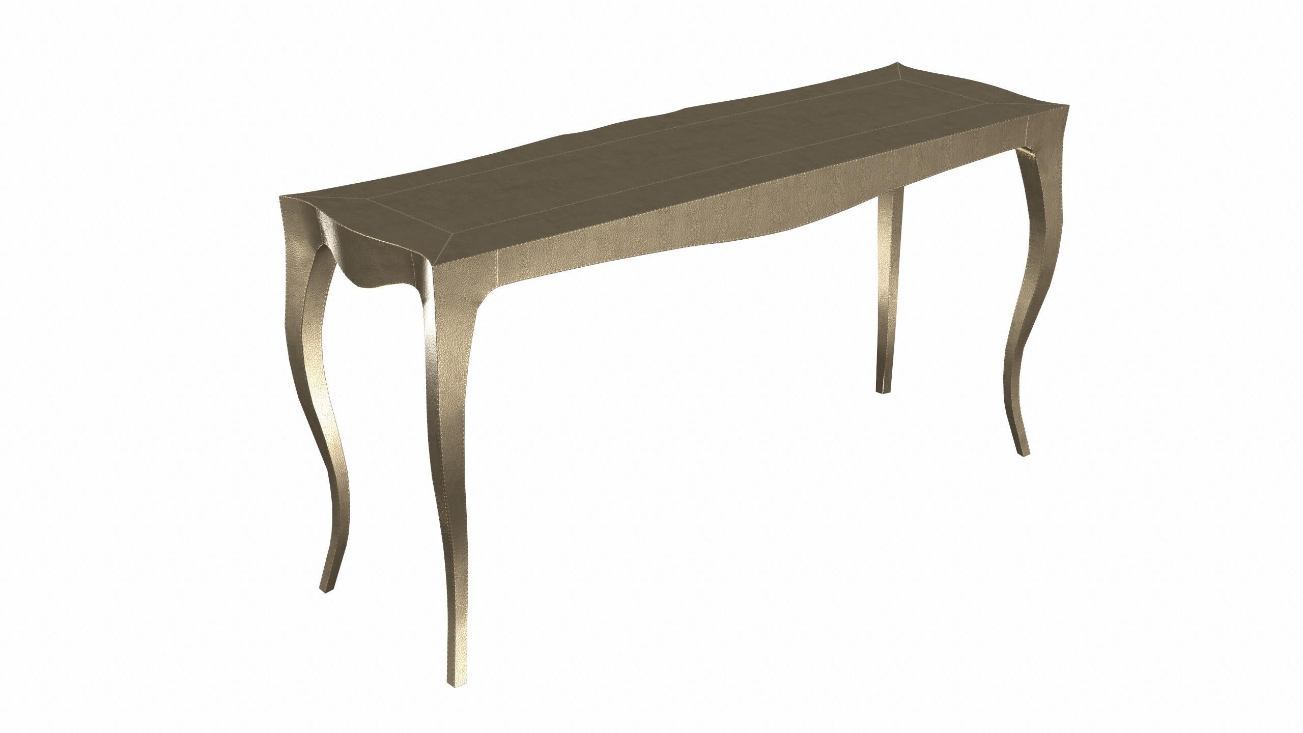 Hand-Carved Louise Console Art Deco Card and Tea Tables Fine Hammered Brass by Paul Mathieu For Sale
