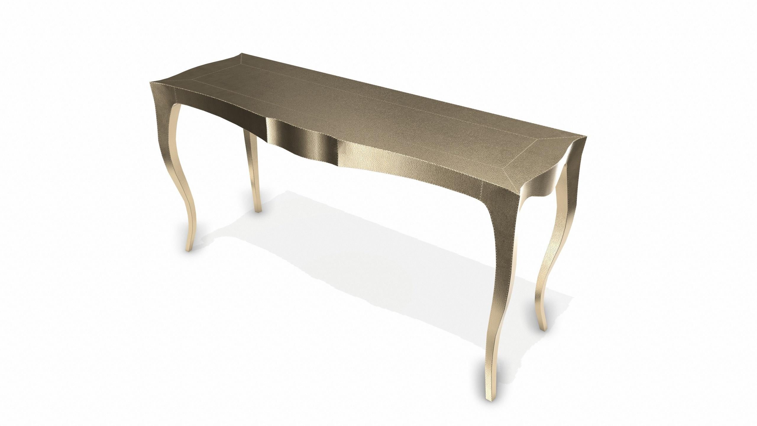 Louise Console Art Deco Card and Tea Tables Fine Hammered Brass by Paul Mathieu For Sale 1