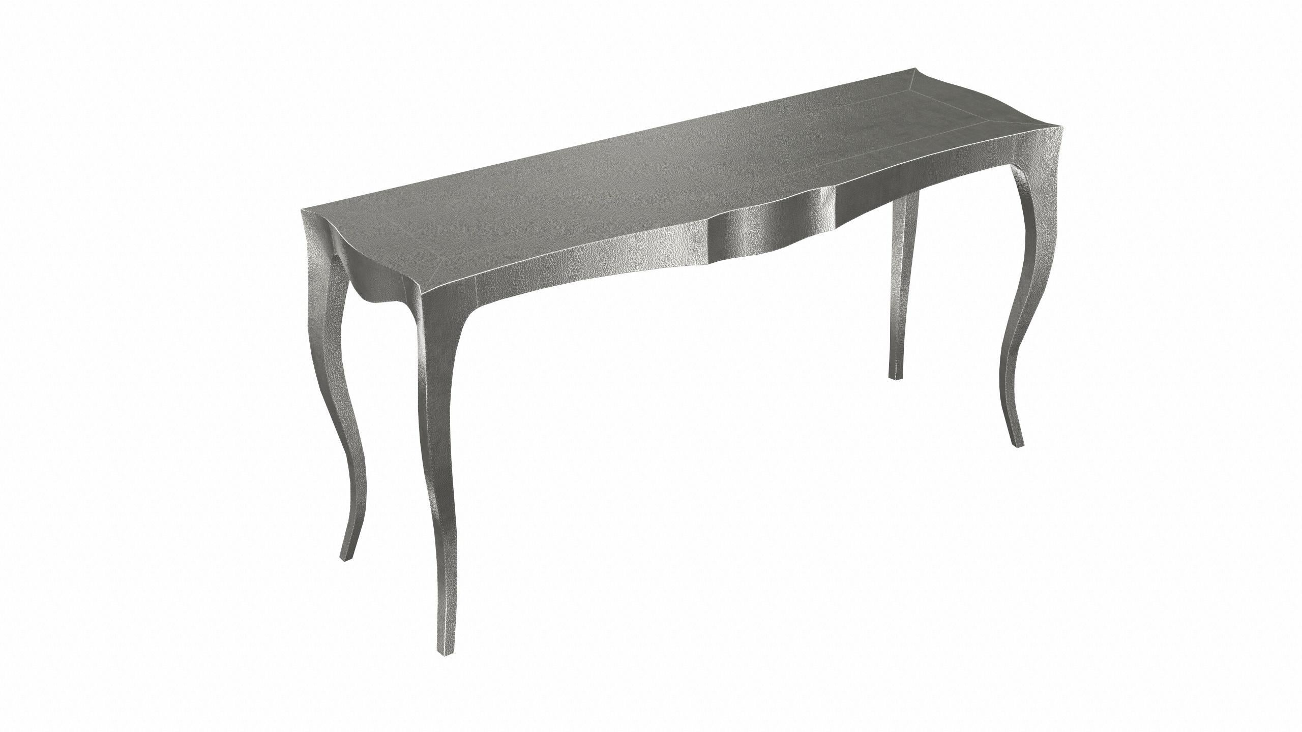 Louise Console Art Deco Card and Tea Tables Fine Hammered White Bronze For Sale 2