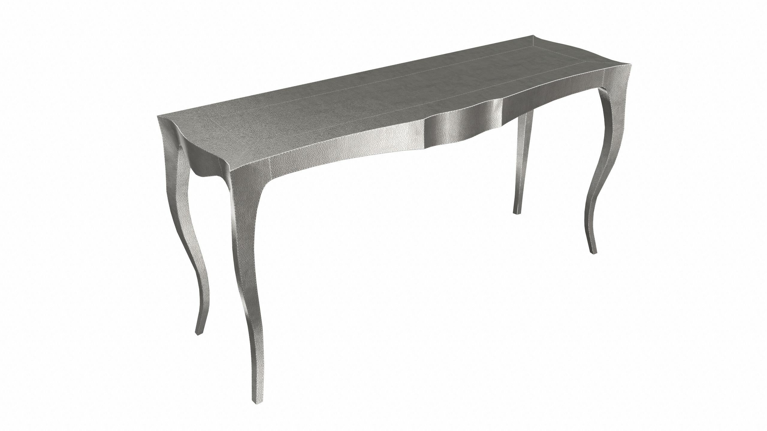 Contemporary Louise Console Art Deco Card and Tea Tables Fine Hammered White Bronze For Sale