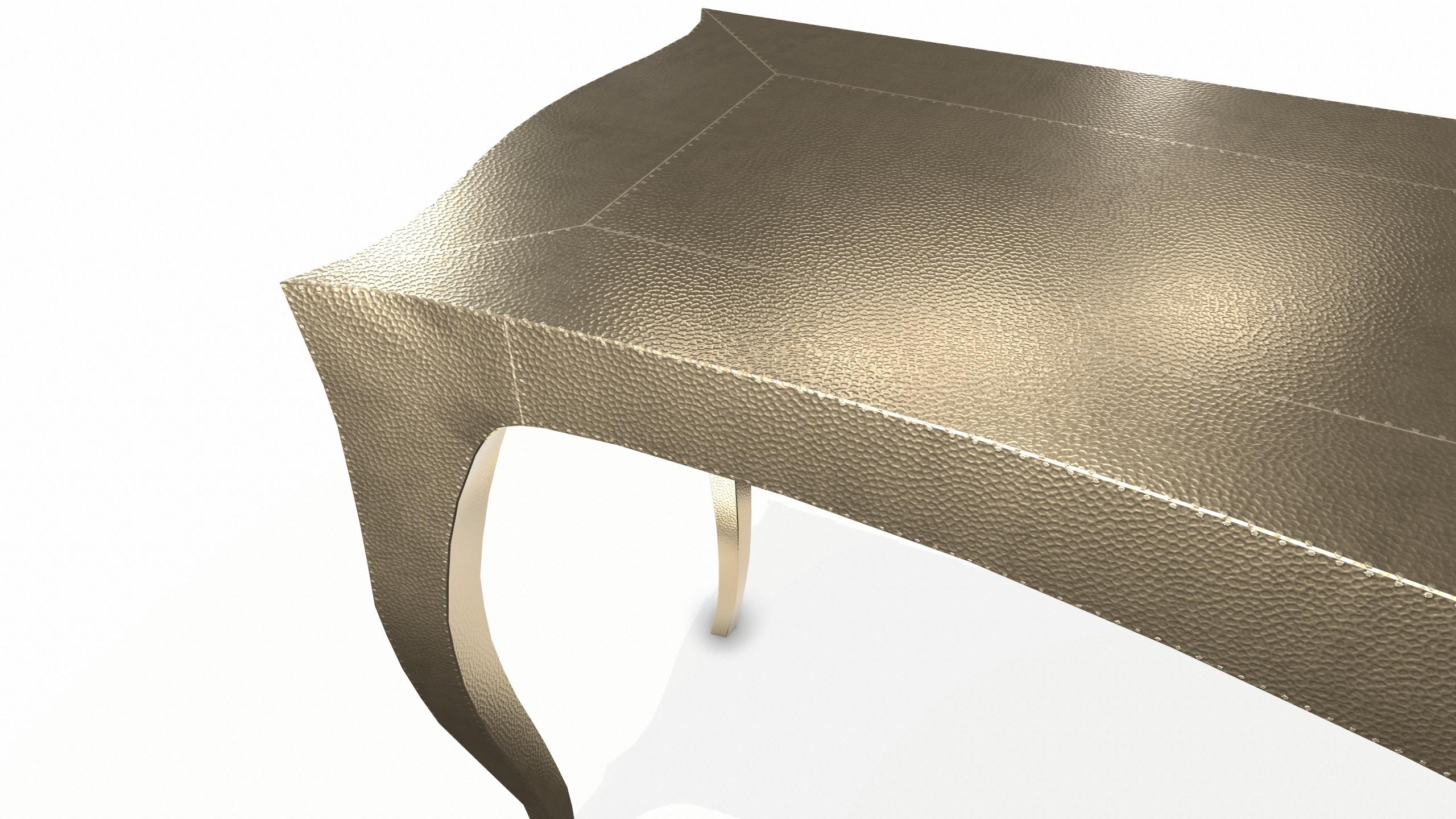 Louise Console Art Deco Card and Tea Tables Mid. Hammered Brass  by Paul Mathieu For Sale 2