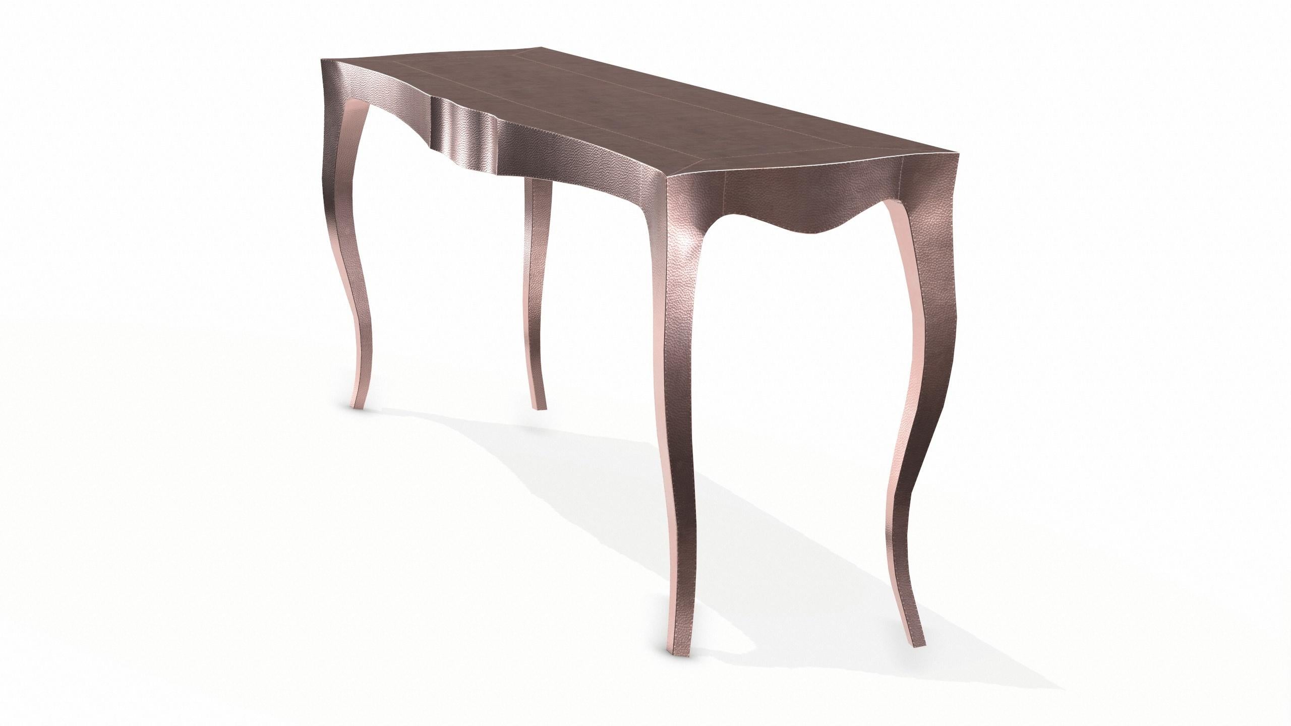 Indian Louise Console Art Deco Card and Tea Tables Mid. Hammered Copper by Paul Mathieu For Sale
