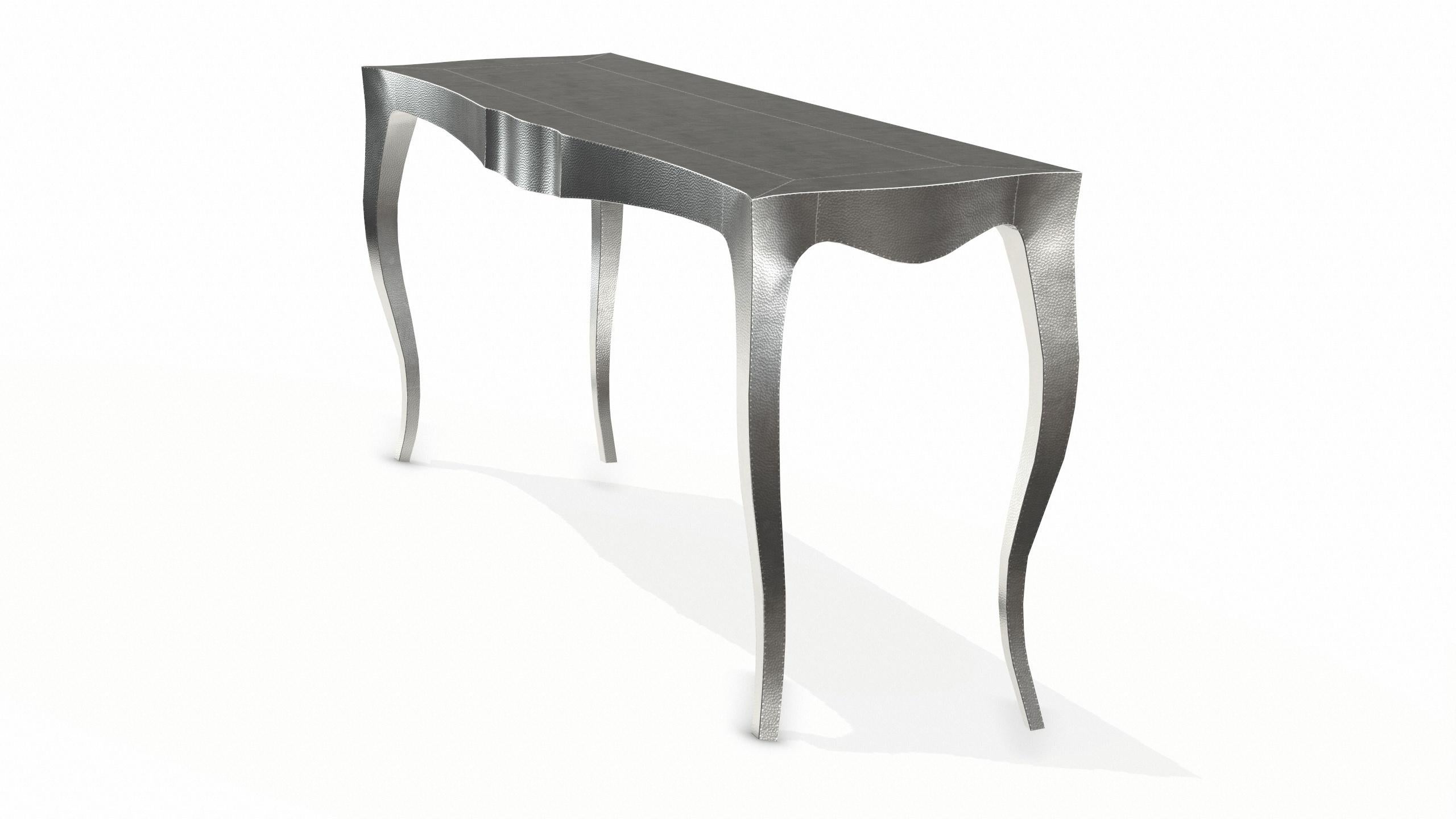 Contemporary Louise Console Art Deco Card and Tea Tables Mid. Hammered White Bronze  For Sale