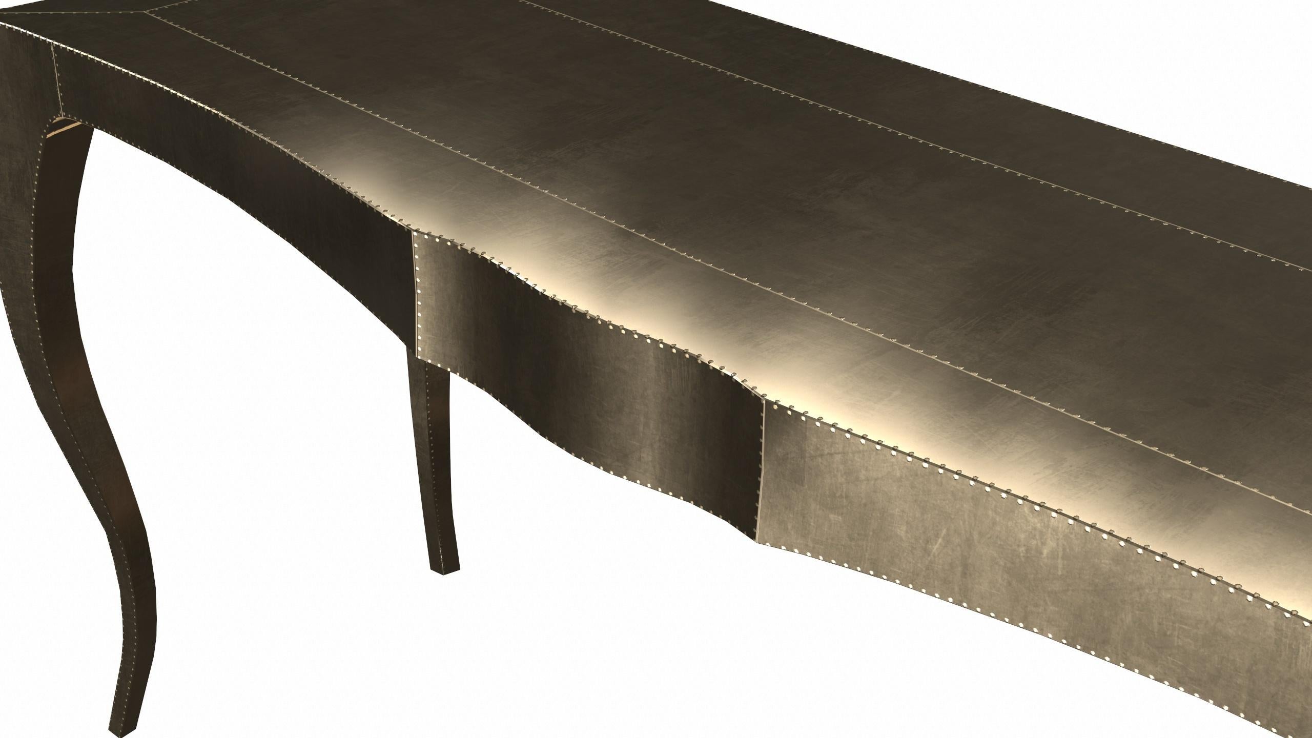 Contemporary Louise Console Art Deco Card and Tea Tables Smooth Brass by Paul Mathieu For Sale