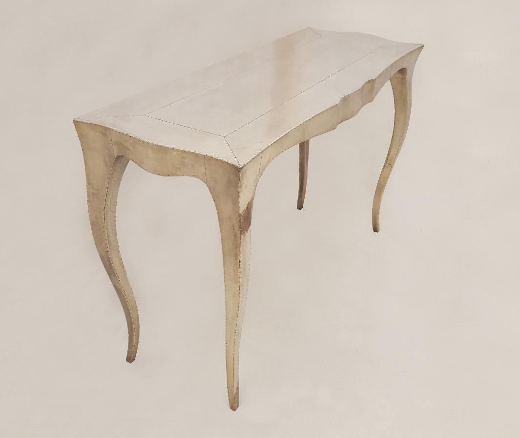 Console Louise Art Déco et tables à cartes et à thé en bronze blanc lisse de Paul Mathieu en vente 6