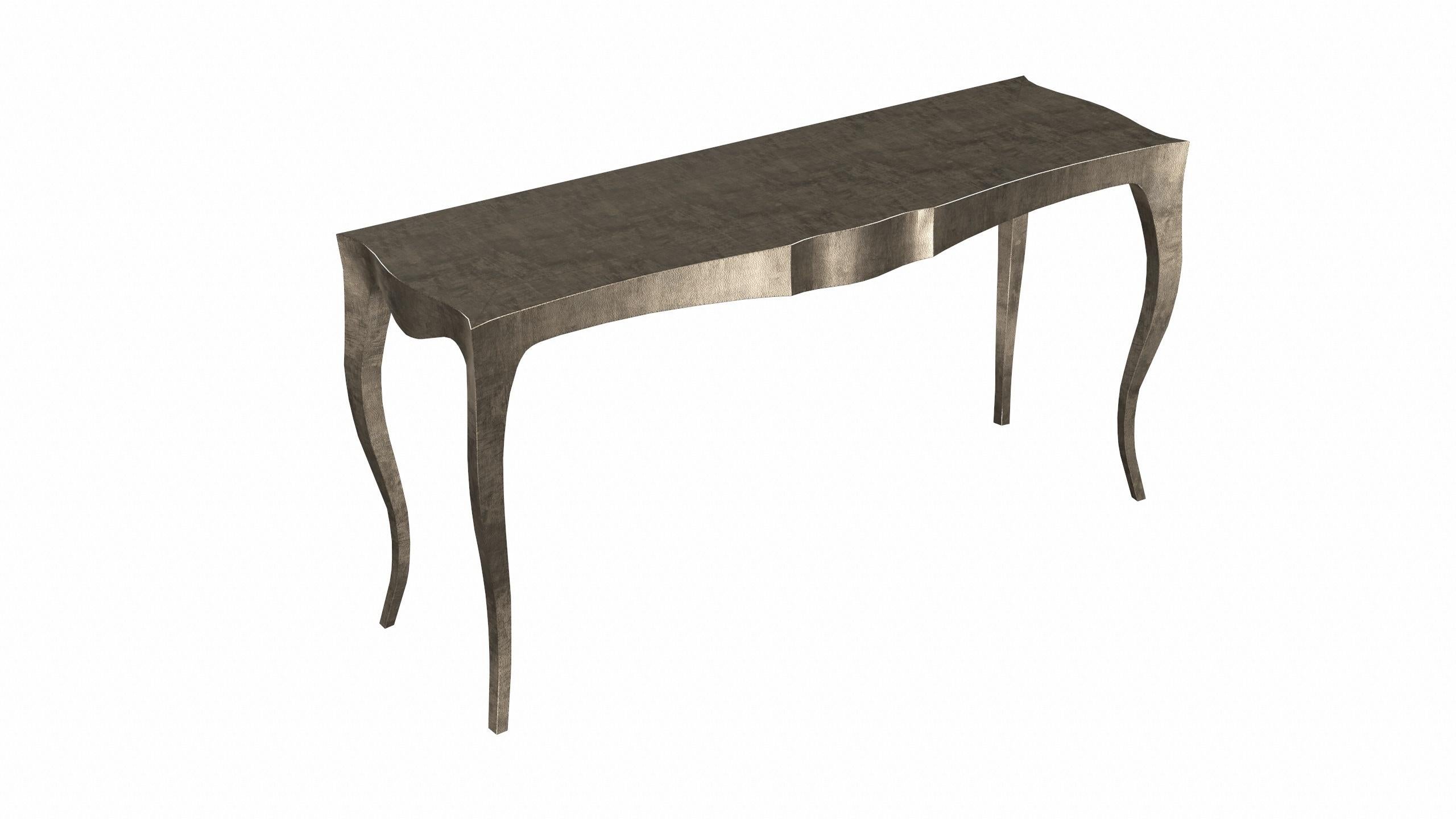 Indian Louise Console Art Deco Center Tables Fine Hammered Antique Bronze by P. Mathieu For Sale