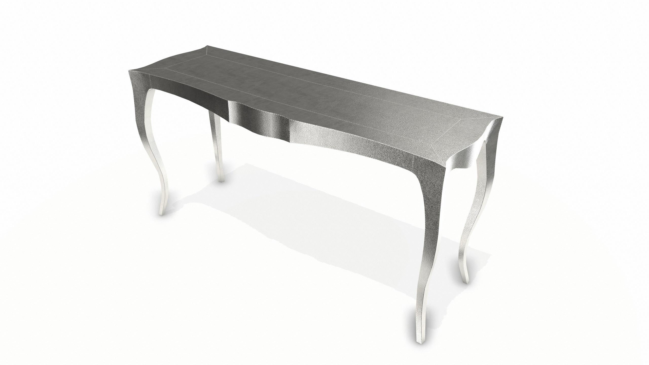 Indian Louise Console Art Deco Center Tables Fine Hammered White Bronze by Paul Mathieu For Sale