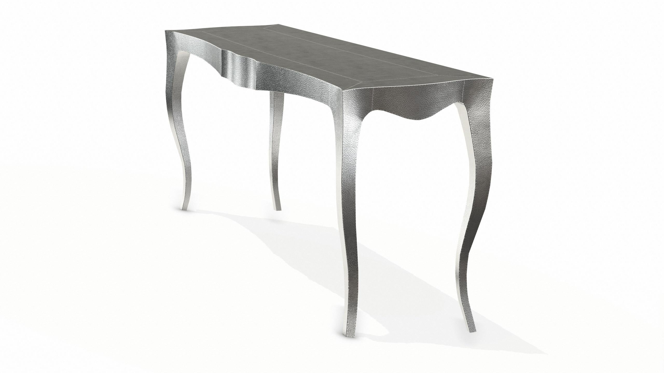 Hand-Carved Louise Console Art Deco Center Tables Fine Hammered White Bronze by Paul Mathieu For Sale