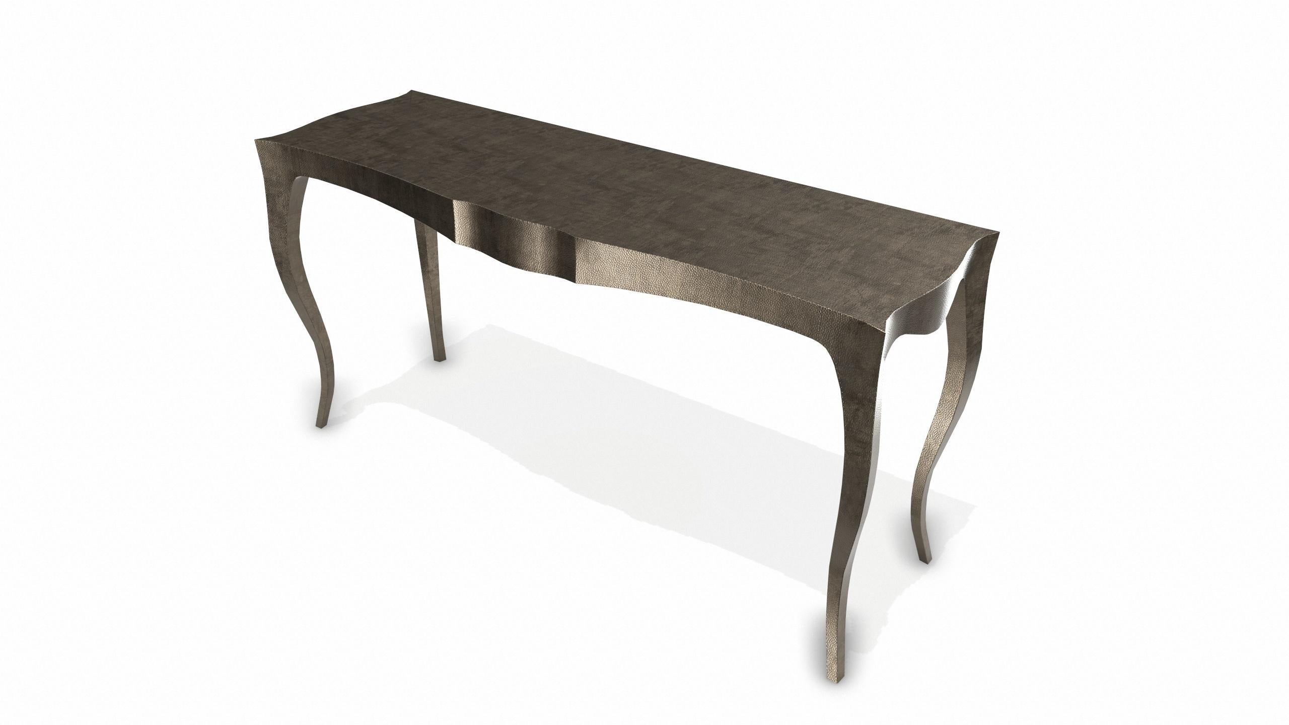 Louise Console Art Deco Center Tables Mid. Hammered Antique Bronze For Sale 1