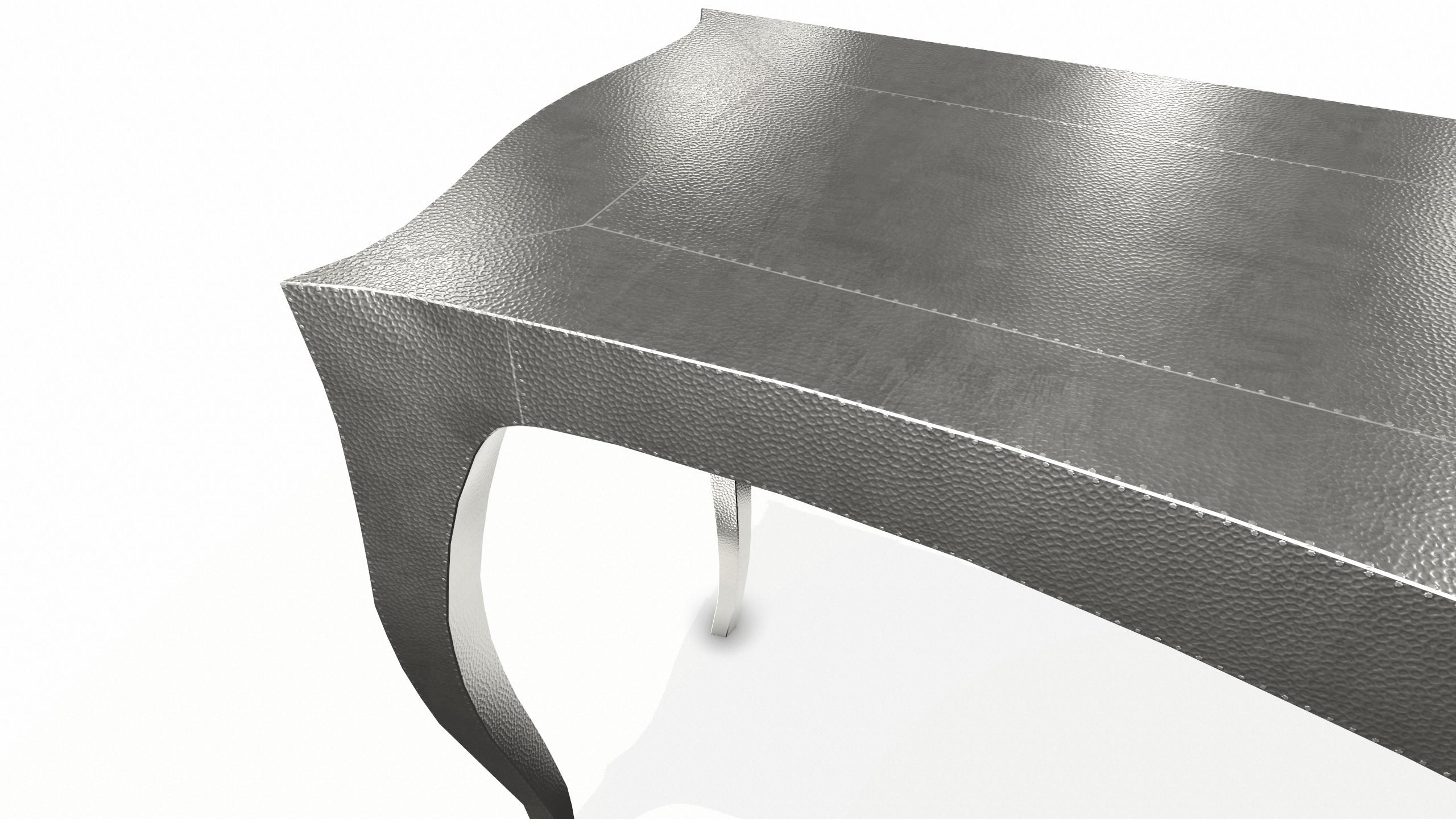 Louise Console Art Deco Center Tables Mid. Hammered White Bronze by Paul Mathieu For Sale 2