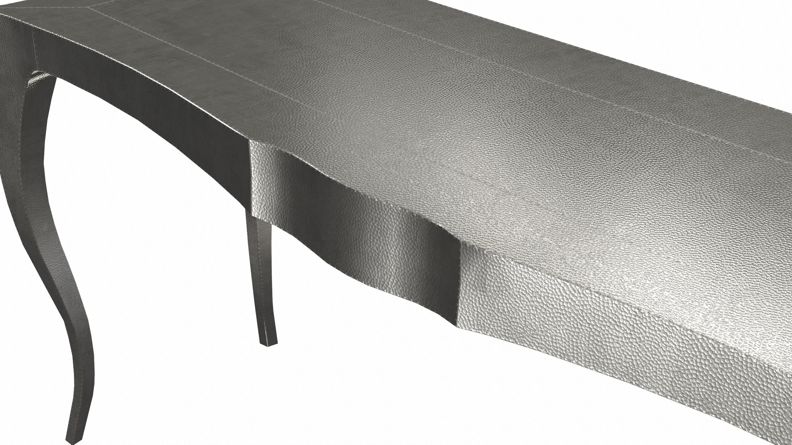 Indian Louise Console Art Deco Center Tables Mid. Hammered White Bronze by Paul Mathieu For Sale