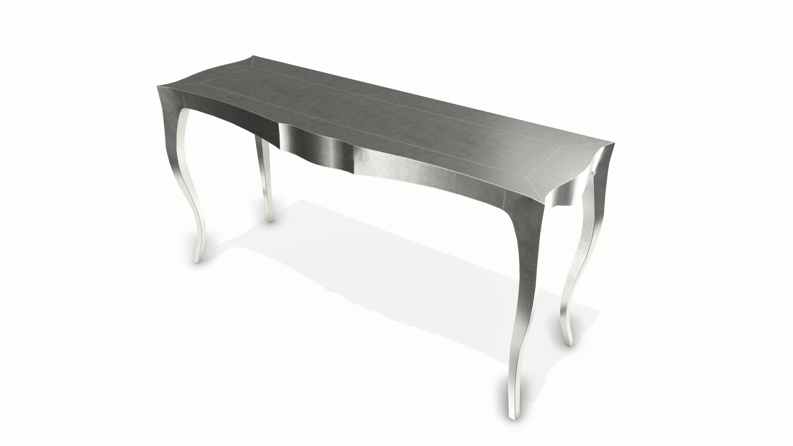 Louise Console Art Deco Center Tables Mid. Hammered White Bronze by Paul Mathieu For Sale 1