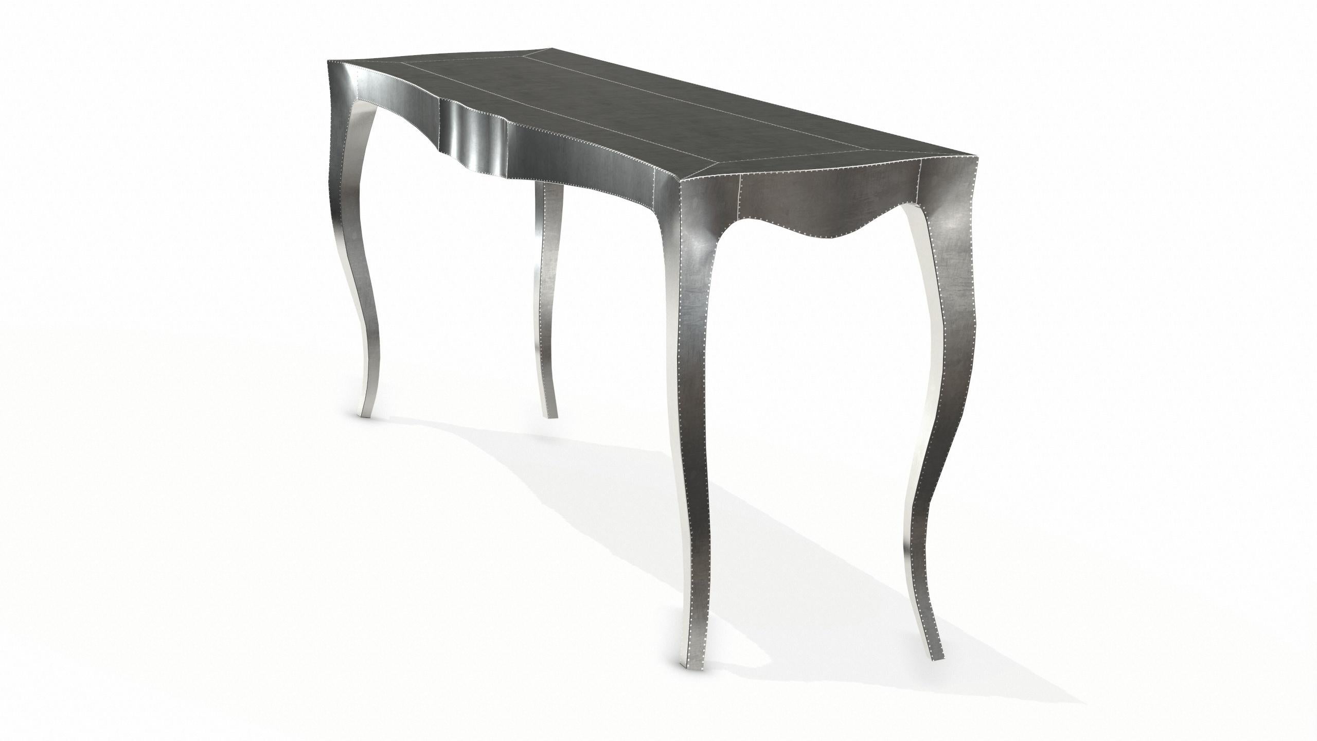 Hand-Carved Louise Console Art Deco Center Tables Smooth White Bronze by Paul Mathieu For Sale