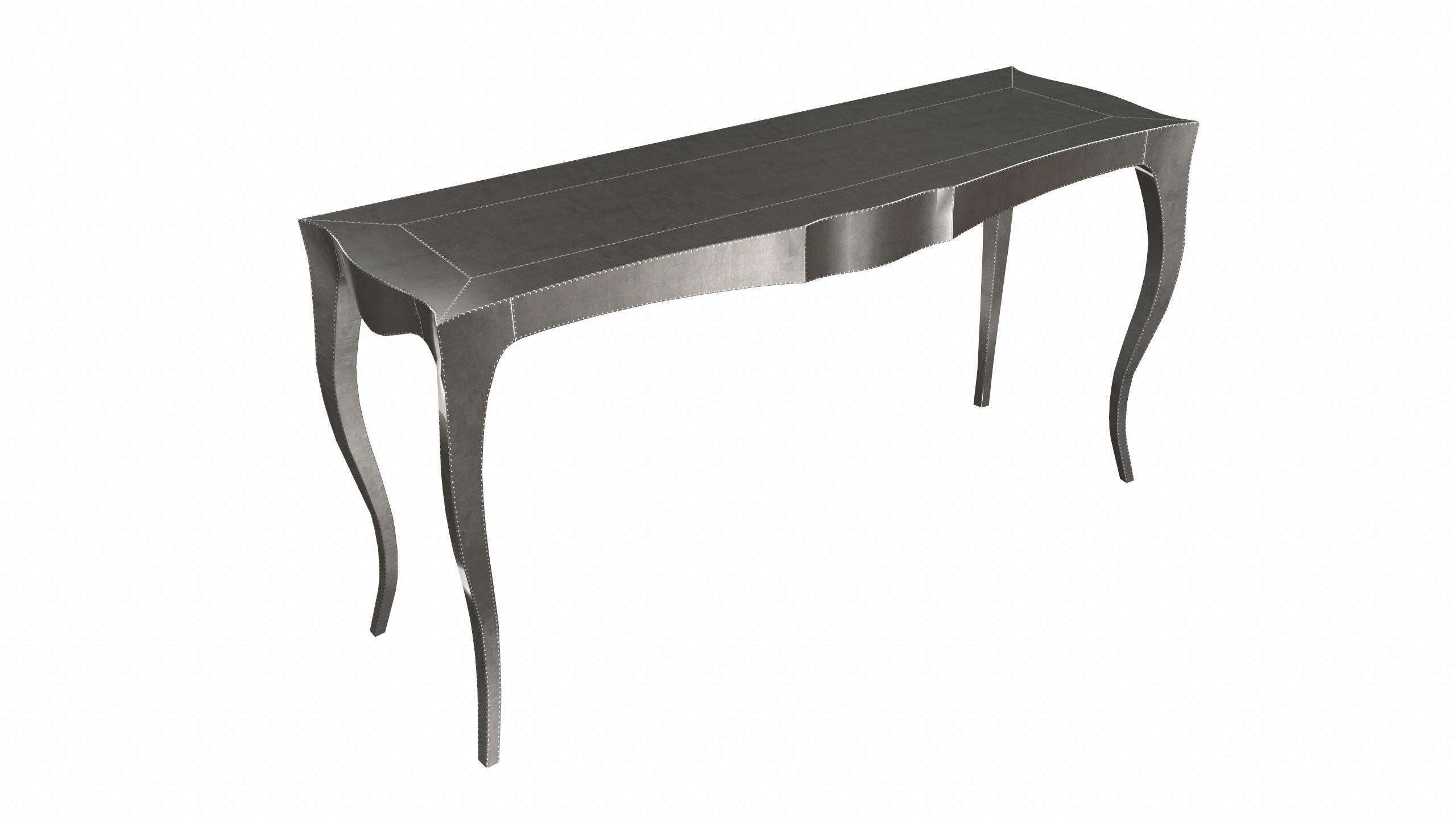 Contemporary Louise Console Art Deco Center Tables Smooth White Bronze by Paul Mathieu For Sale