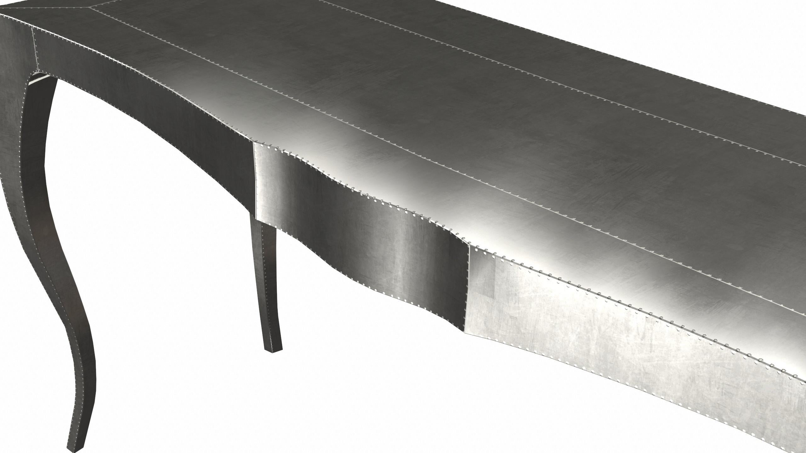 Metal Louise Console Art Deco Center Tables Smooth White Bronze by Paul Mathieu For Sale