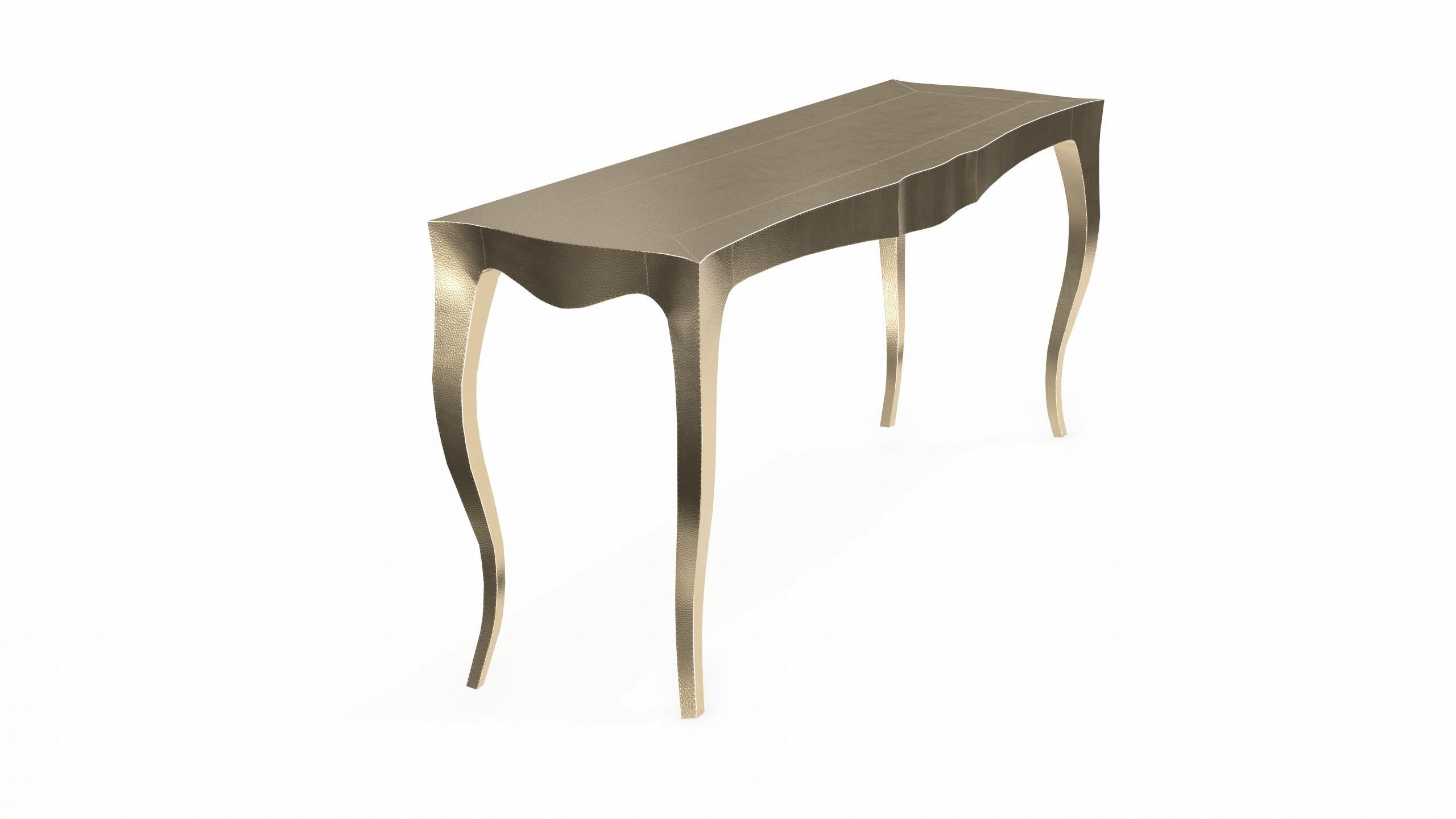 Metal Louise Console Art Deco Conference Tables Mid. Hammered Brass by Paul Mathieu For Sale