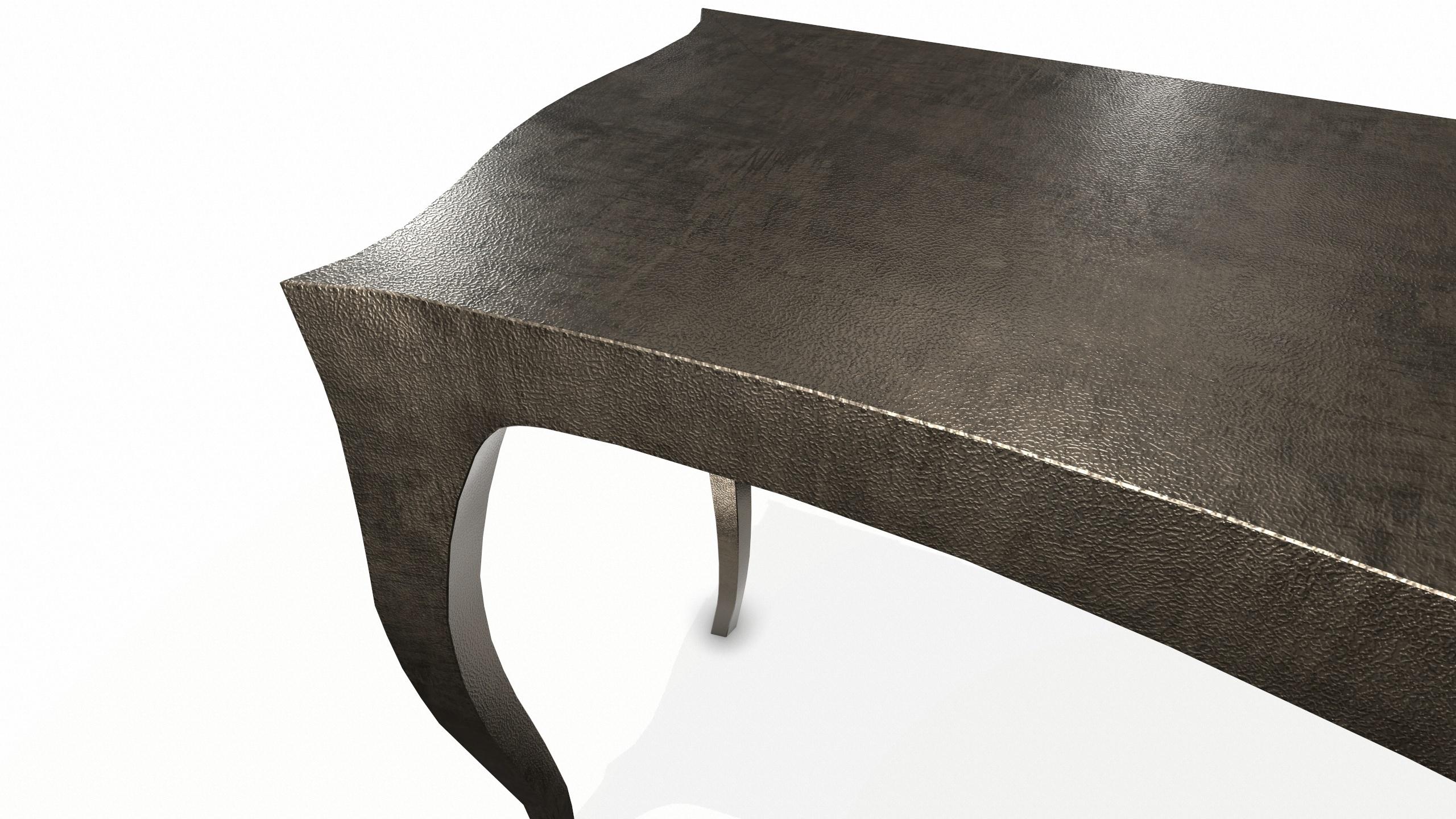 Louise Console Art Deco Industrial and Work Tables Fine Hammered Antique Bronze For Sale 2