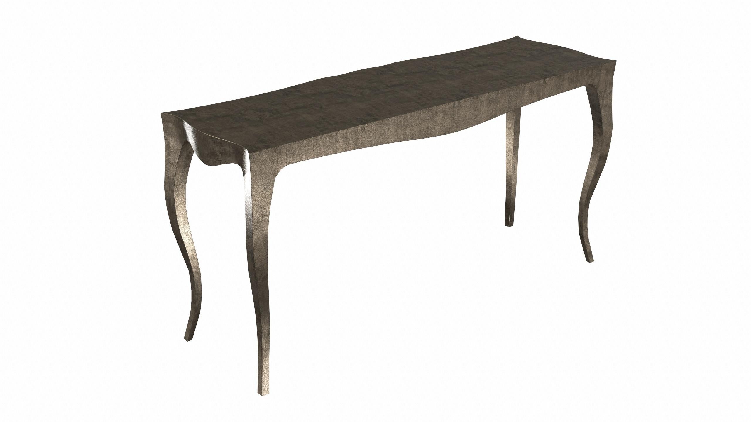 Other Louise Console Art Deco Industrial and Work Tables Fine Hammered Antique Bronze For Sale