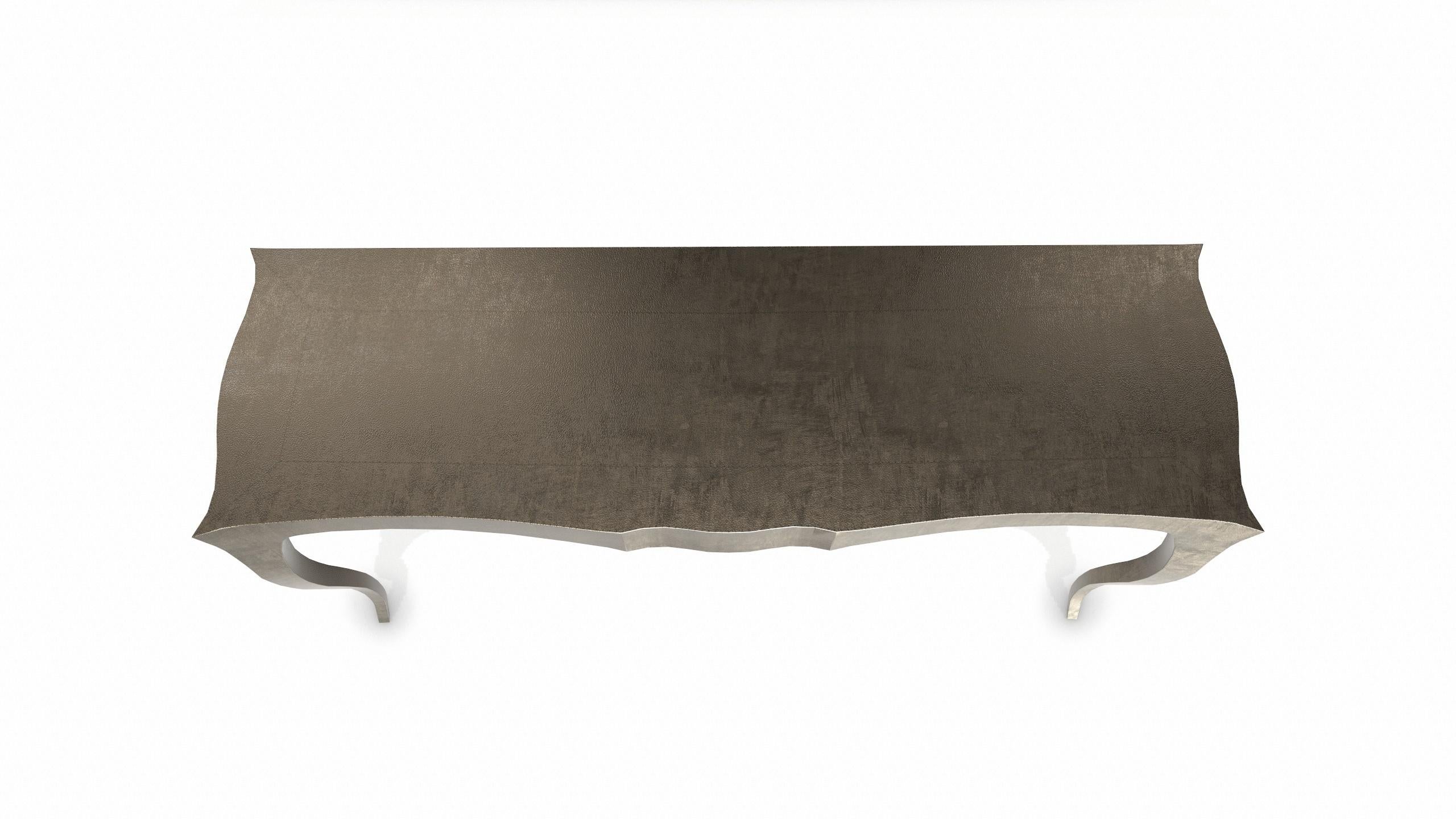 Metal Louise Console Art Deco Industrial and Work Tables Fine Hammered Antique Bronze For Sale