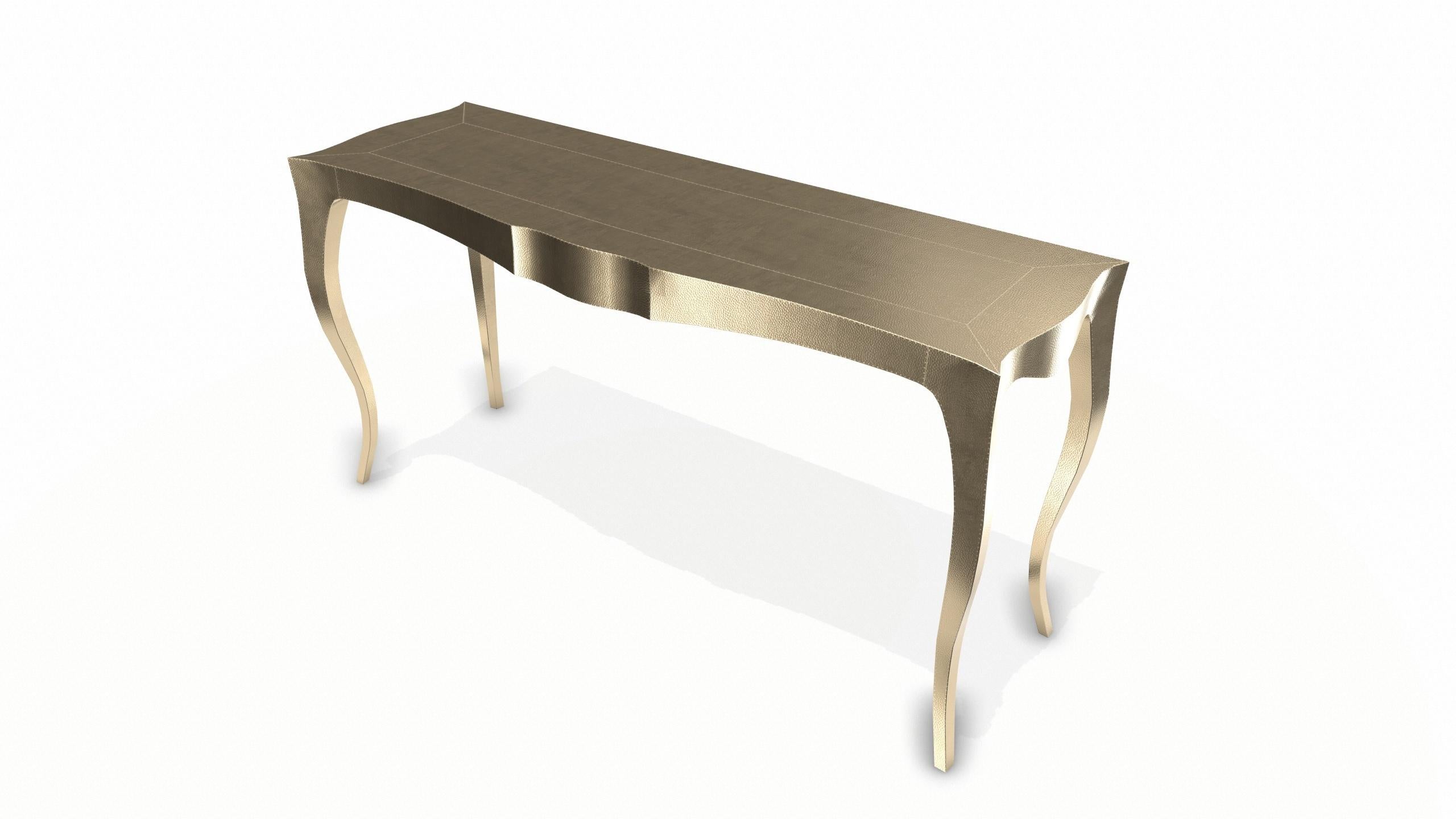 Louise Console Art Deco Industrial and Work Tables Mid. Hammered Brass  For Sale 1