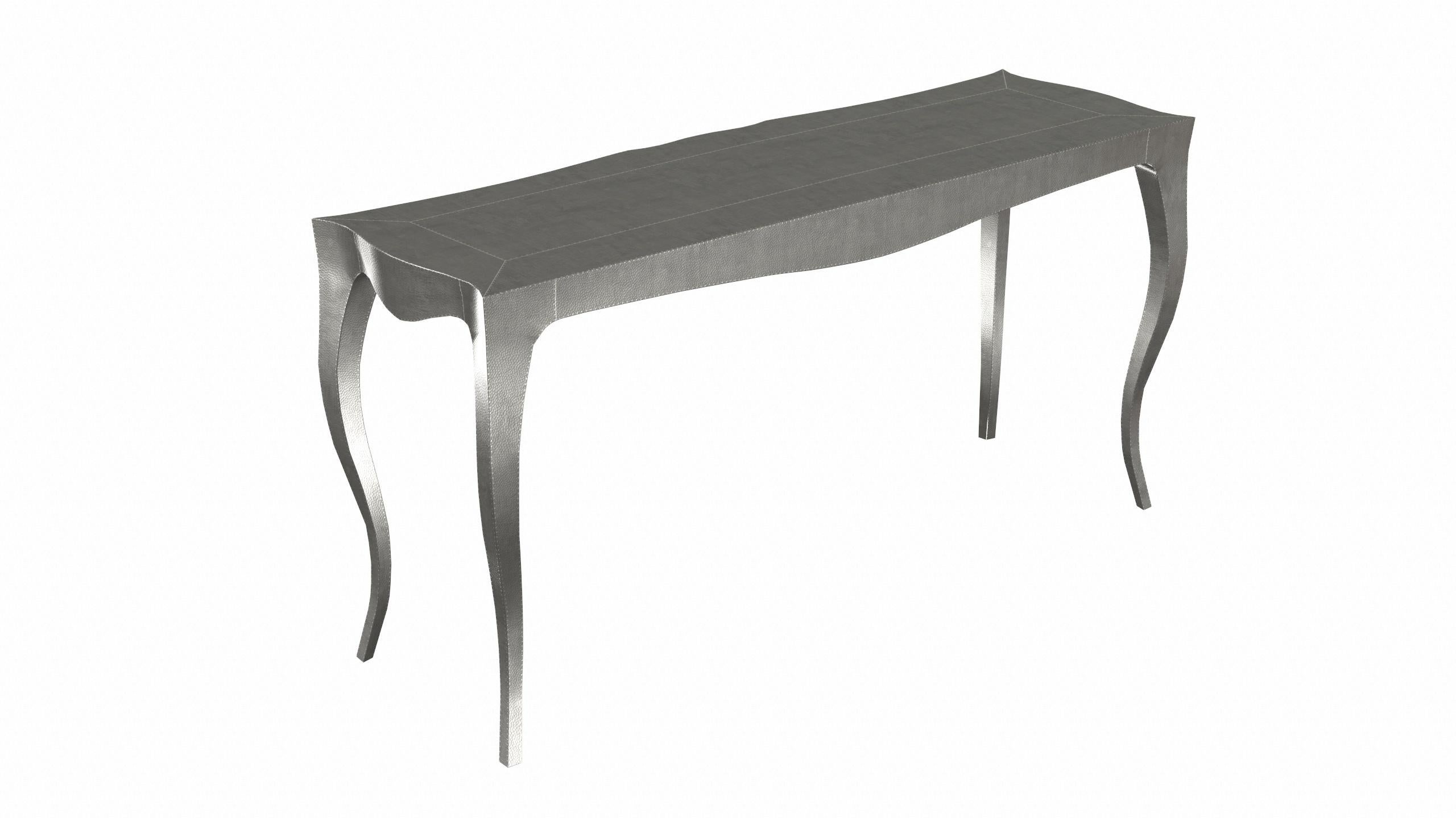 Other Louise Console Art Deco Industrial and Work Tables Mid. Hammered White Bronze  For Sale