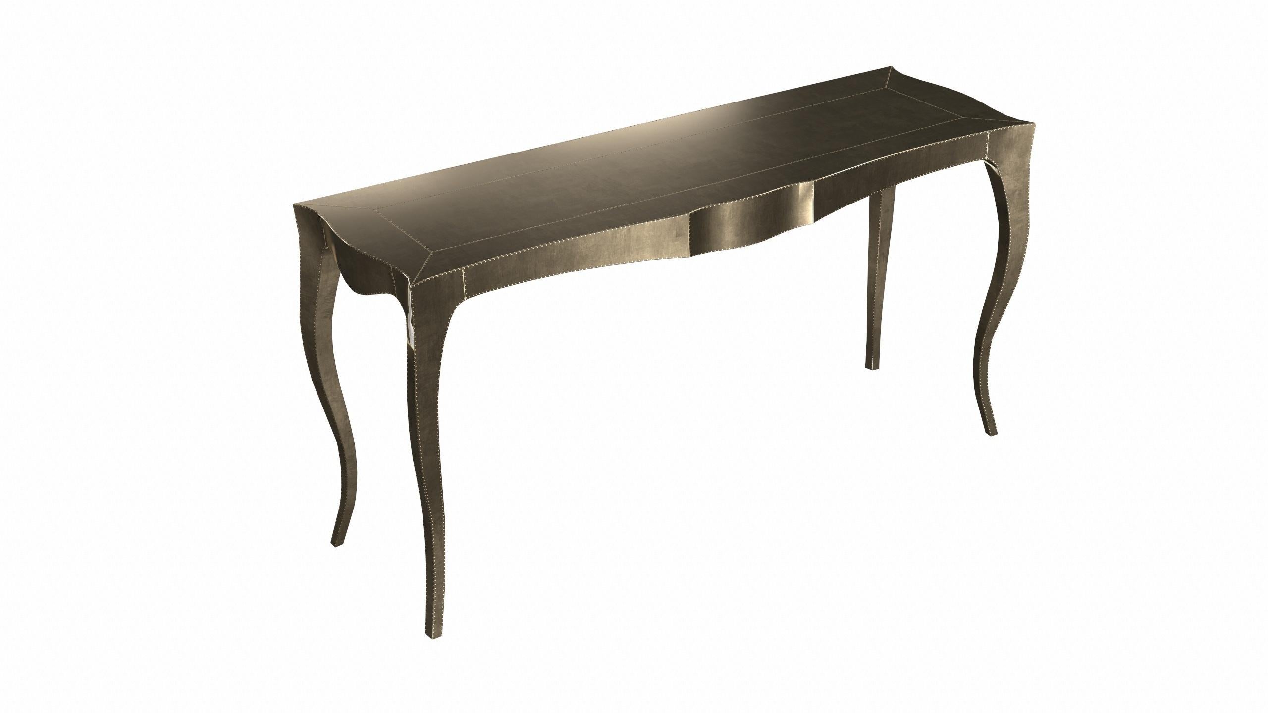 Louise Console Art Deco Industrial and Work Tables Smooth Brass by Paul Mathieu For Sale 1